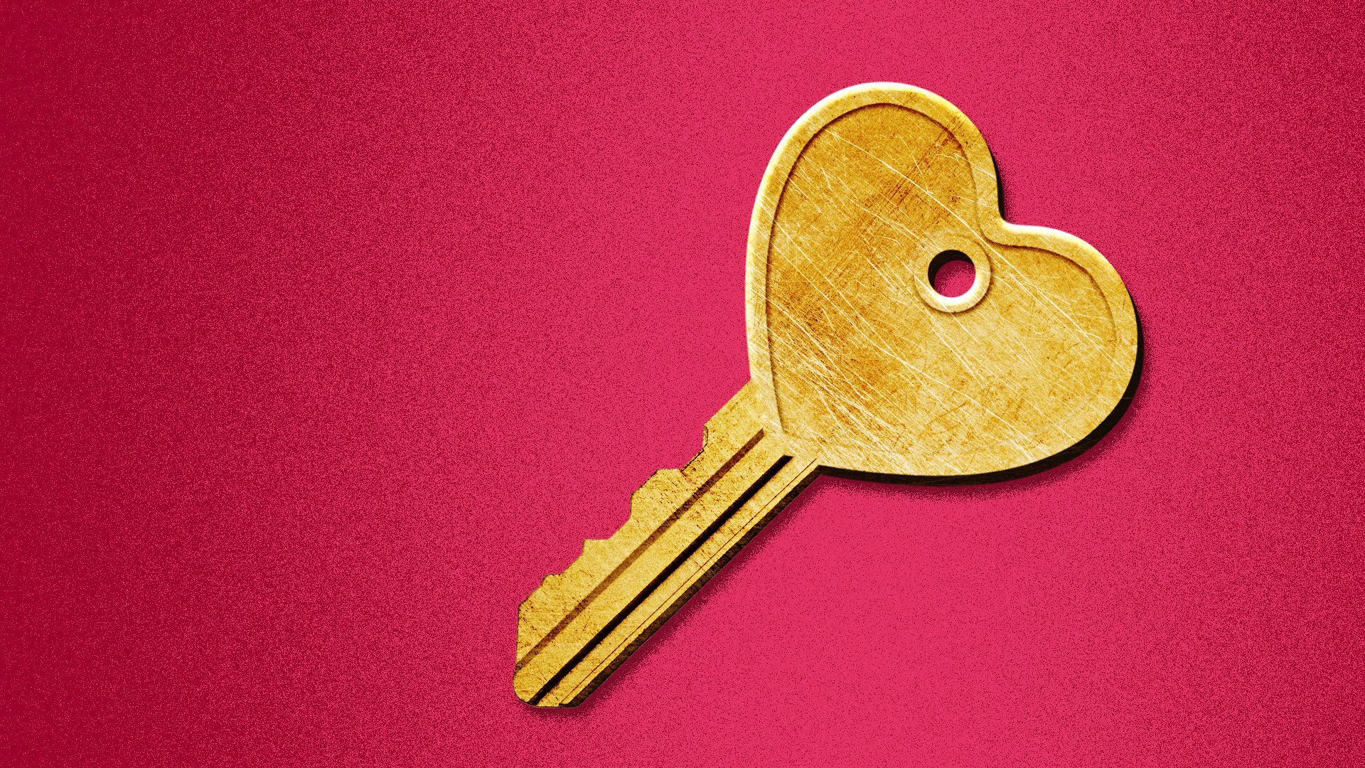 Illustration of a key shaped like a heart.