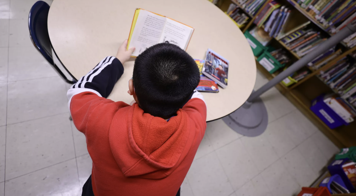 a child reading a book