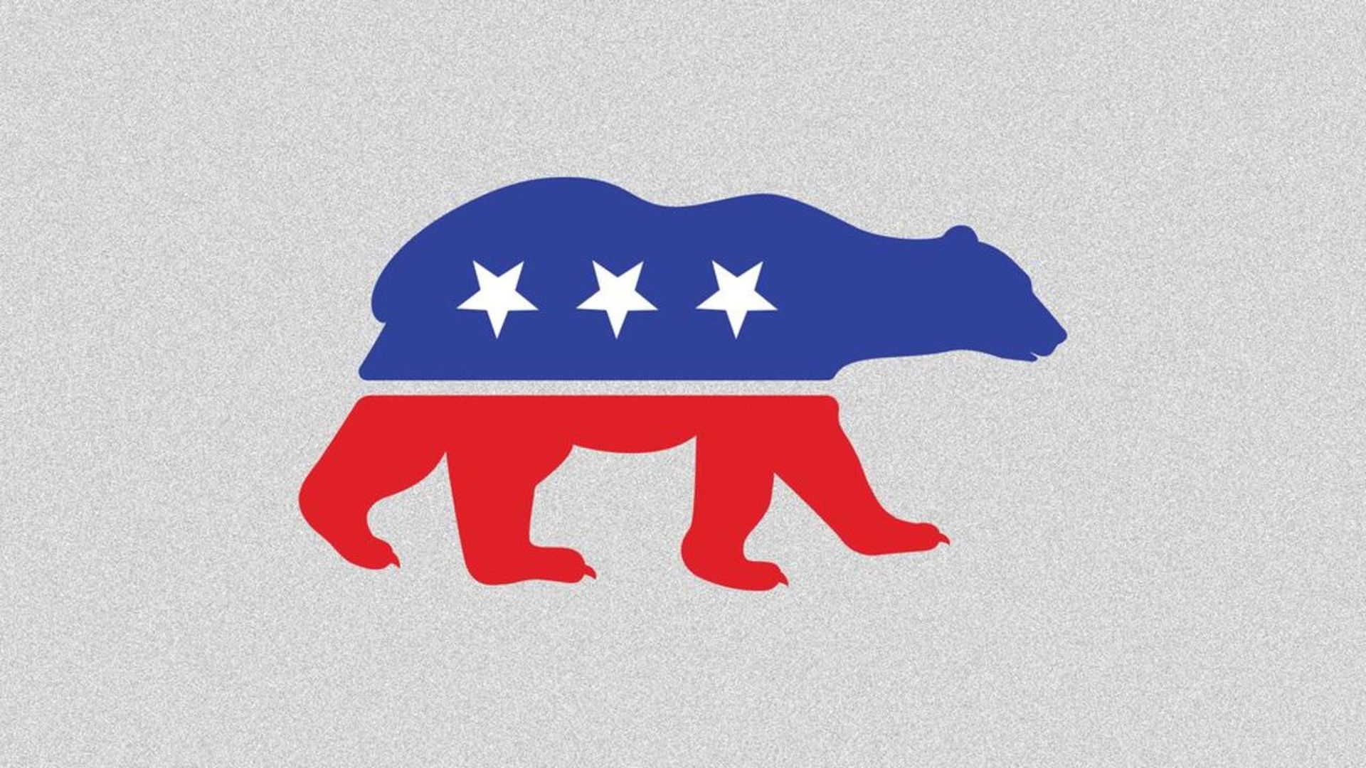 illustration of a polar bear with democratic donkey logo