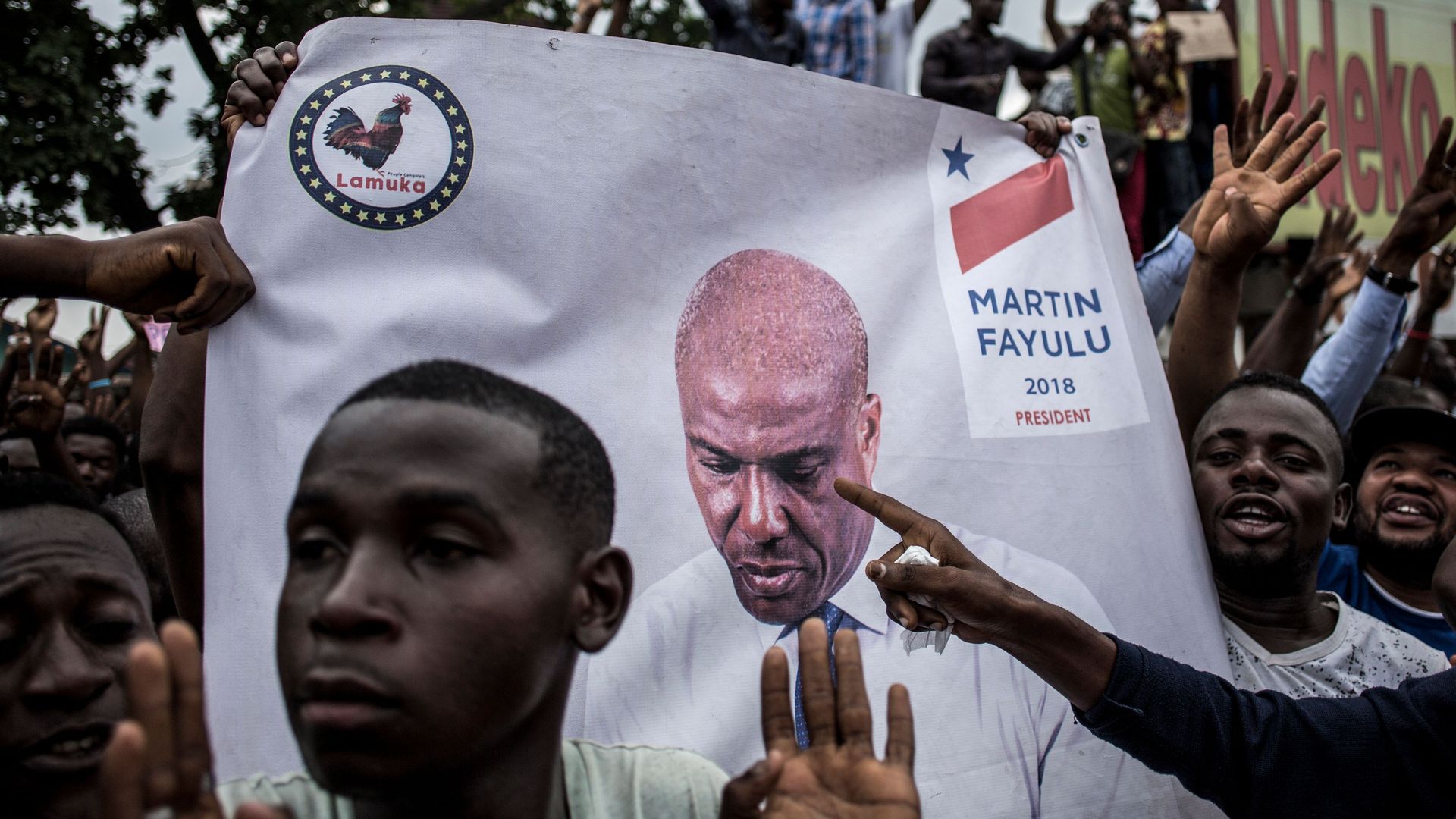 Supporters of Democratic Republic of Congo opposition leader and former presidential candidate Martin Fayulu in January.