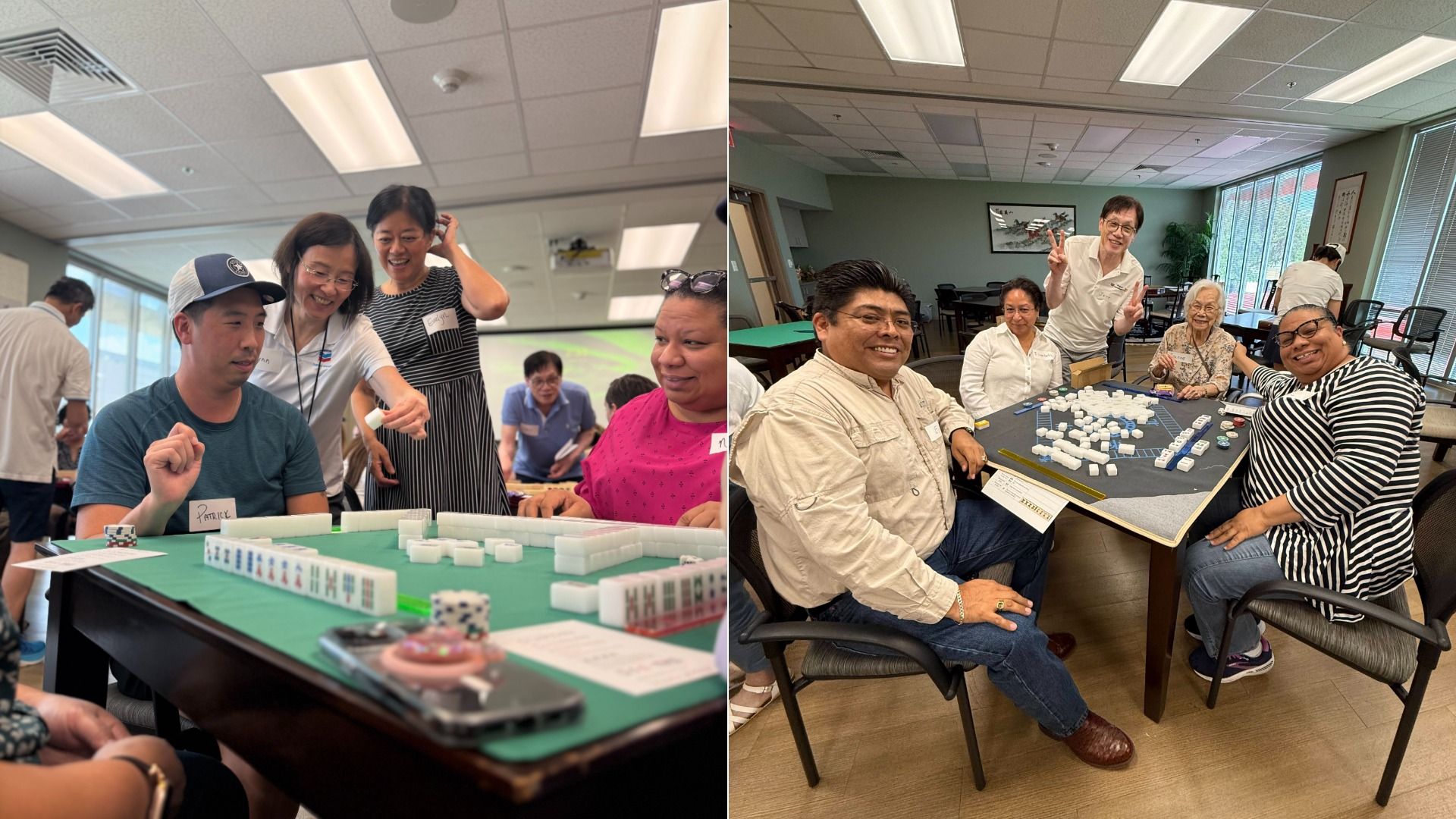 Photo of people playing Taiwanese mahjong. 