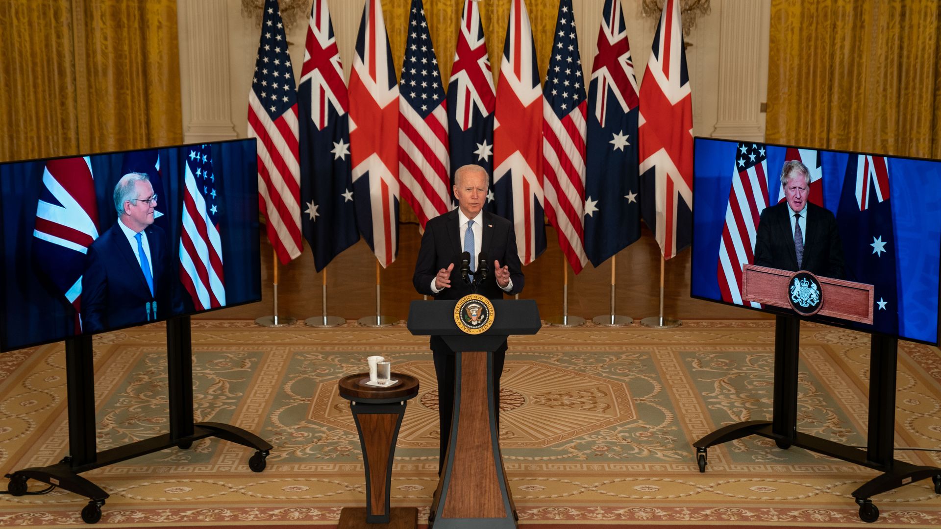 President Biden announcing the new security pact from the White House in September 2021.