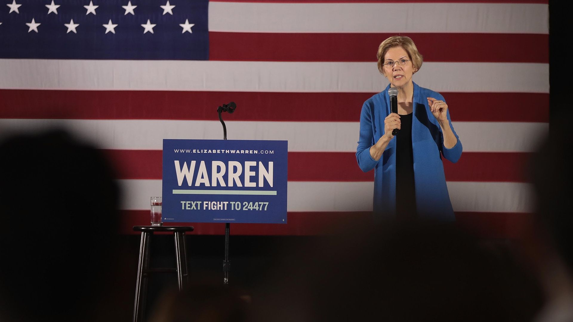 Sen. Elizabeth Warren (D-Mass.) at a campaign rally at the University of Iowa last month. 