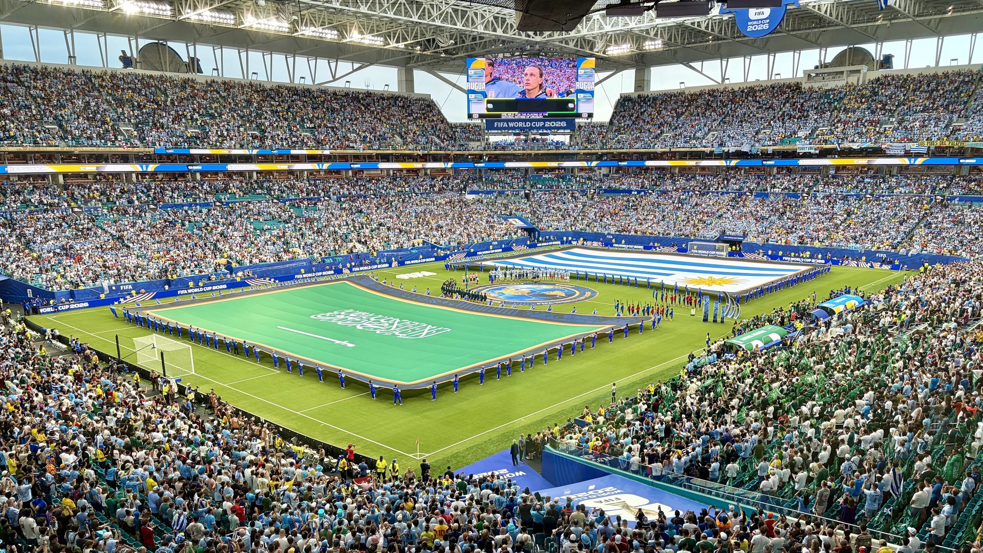 Panoramic view of a full stadium at the FIFA World Cup 2026 ceremony