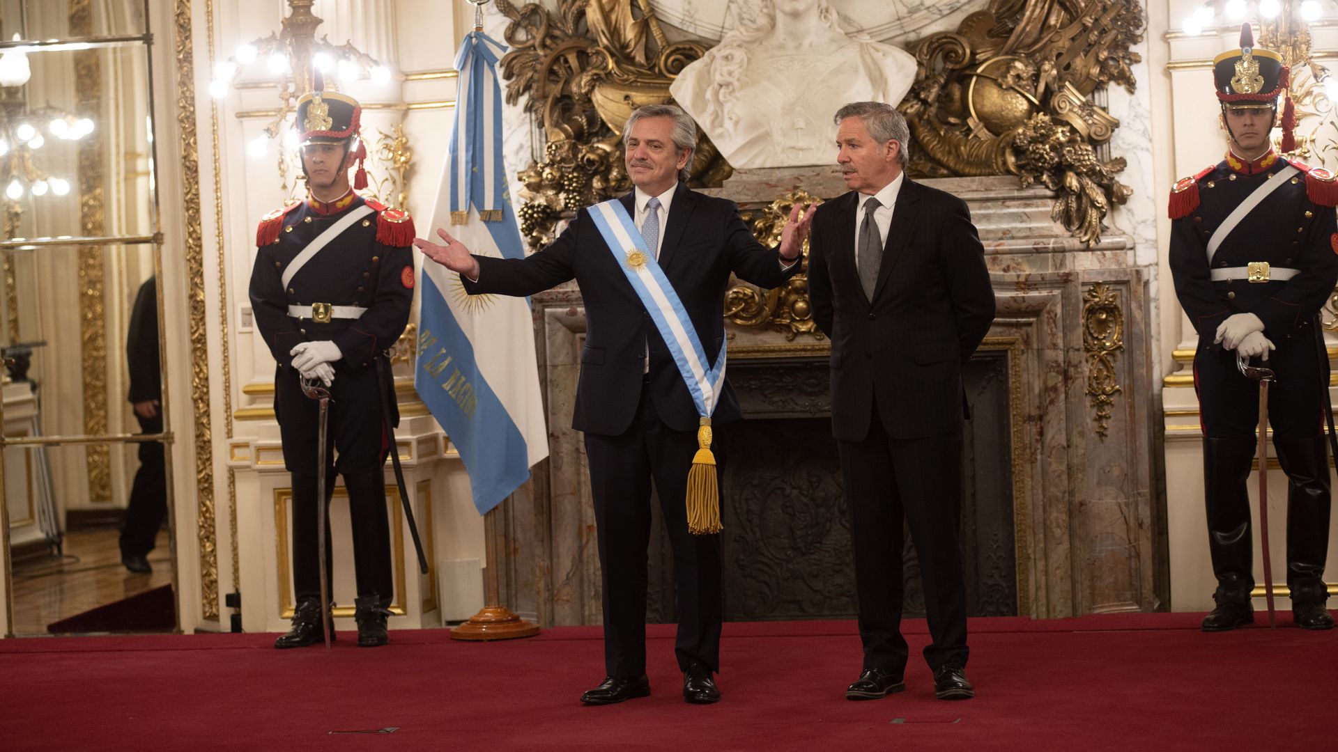 Alberto Fernandez standing inside Argentina's National Congress