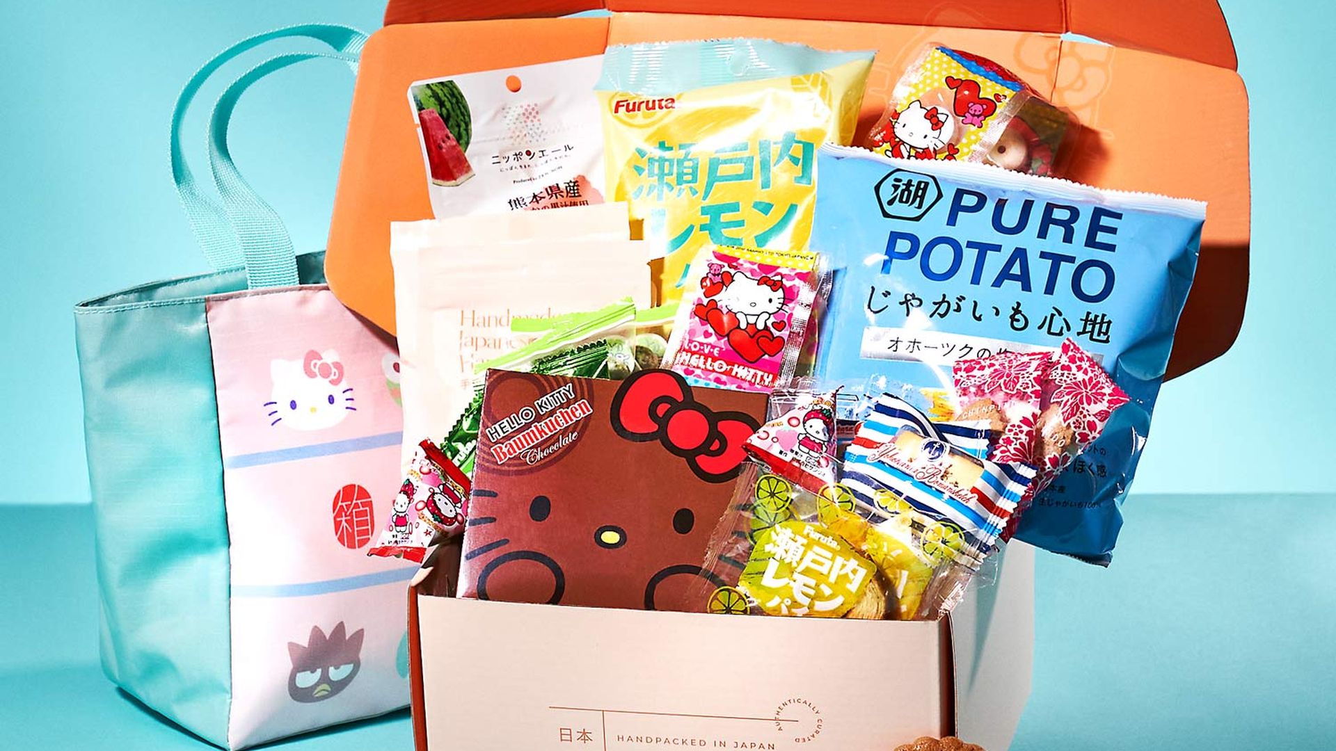 A subscription box filled with Japanese snacks.
