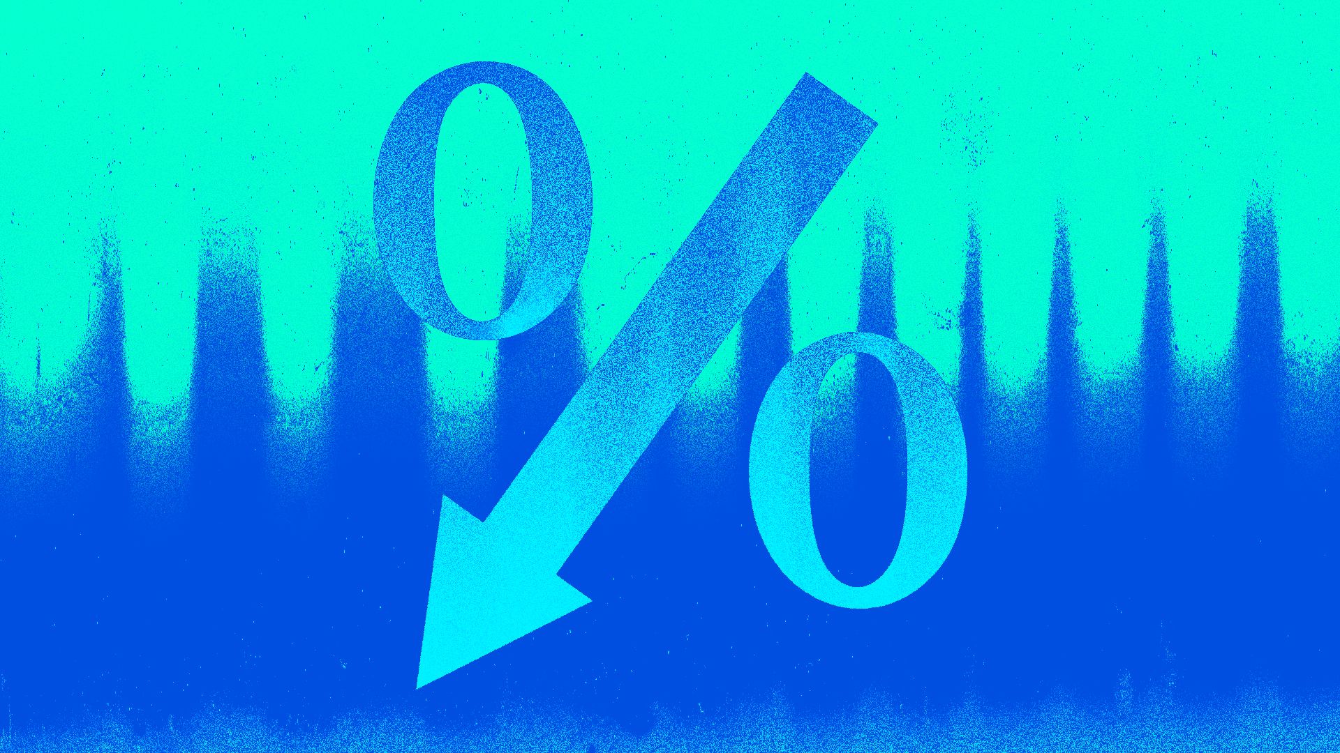 Illustration of a percent sign with a down arrow replacing the slash.