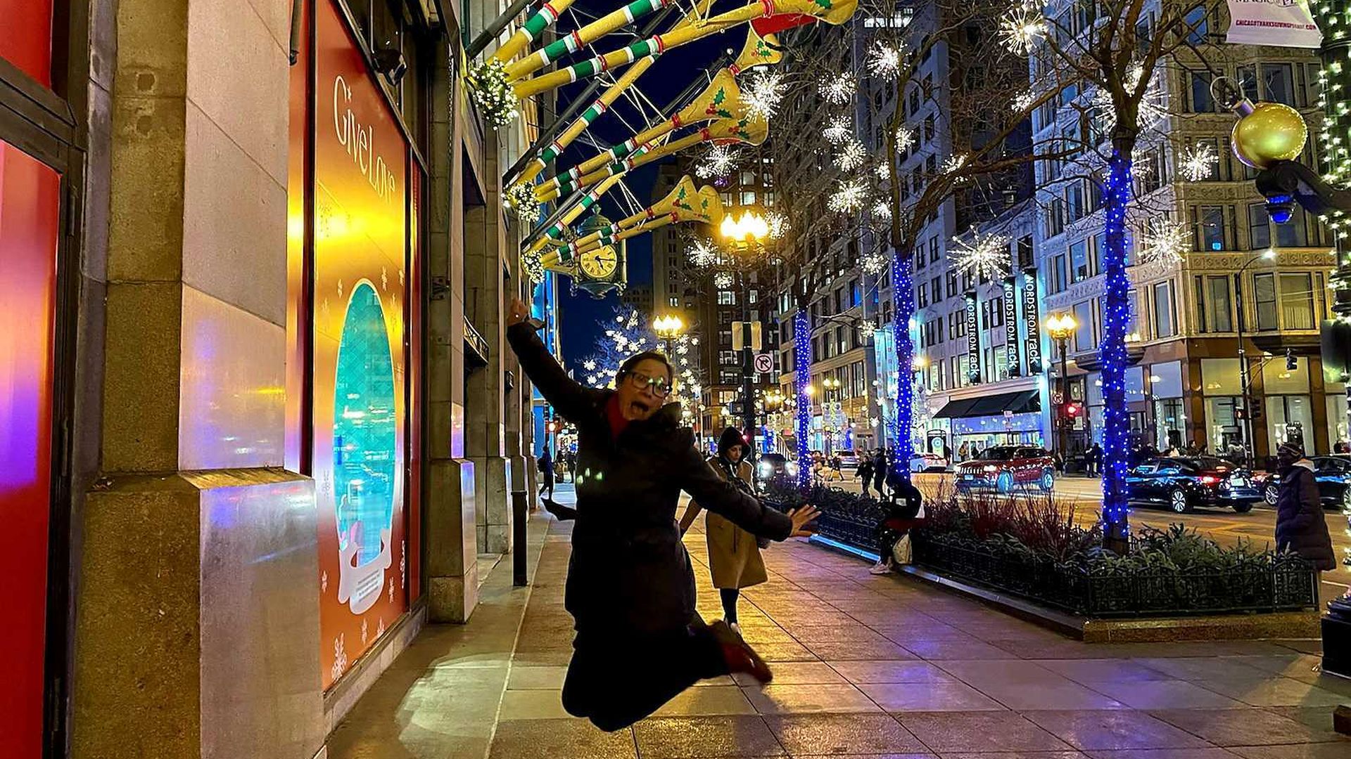 Woman jumping in the air