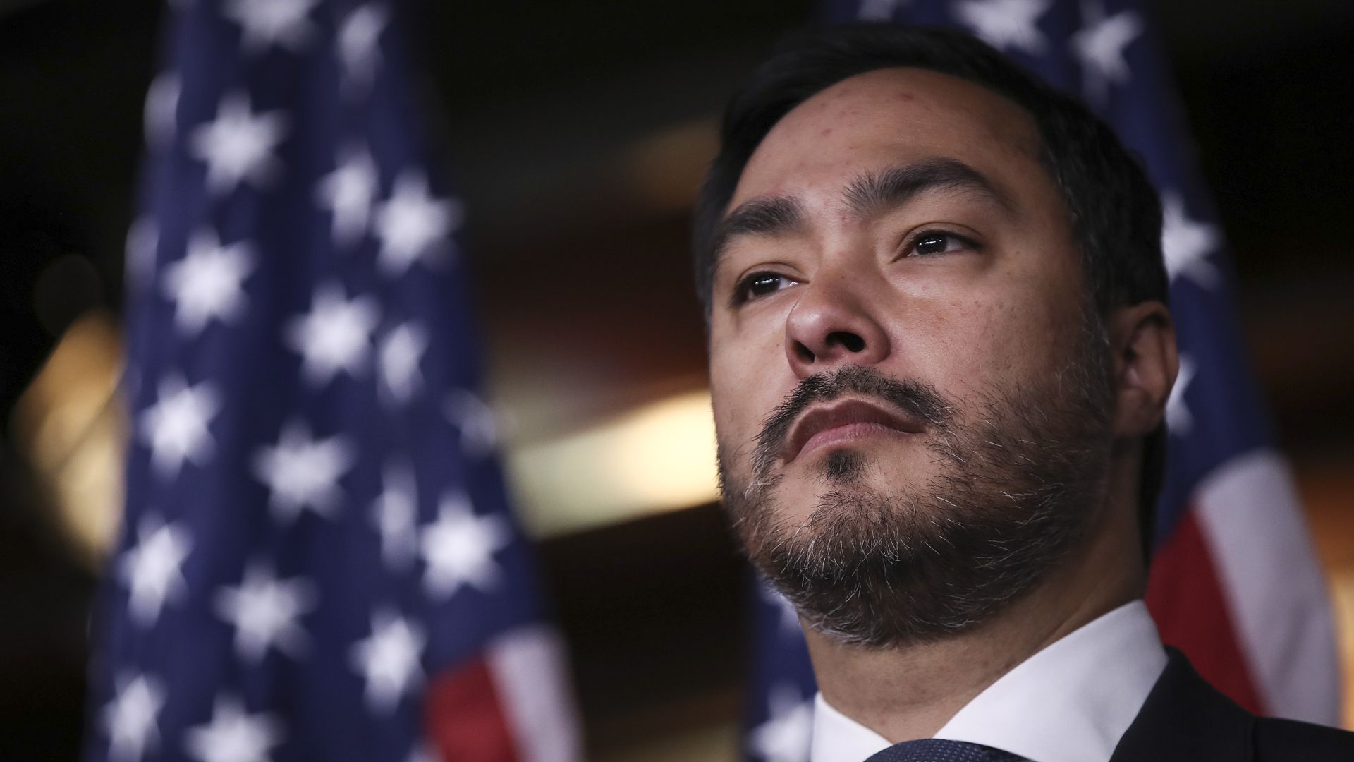 U.S. Rep. Joaquin Castro (D-TX) stands during a news conference to discuss the Supreme Court case involving DACA at the U.S. Capitol.