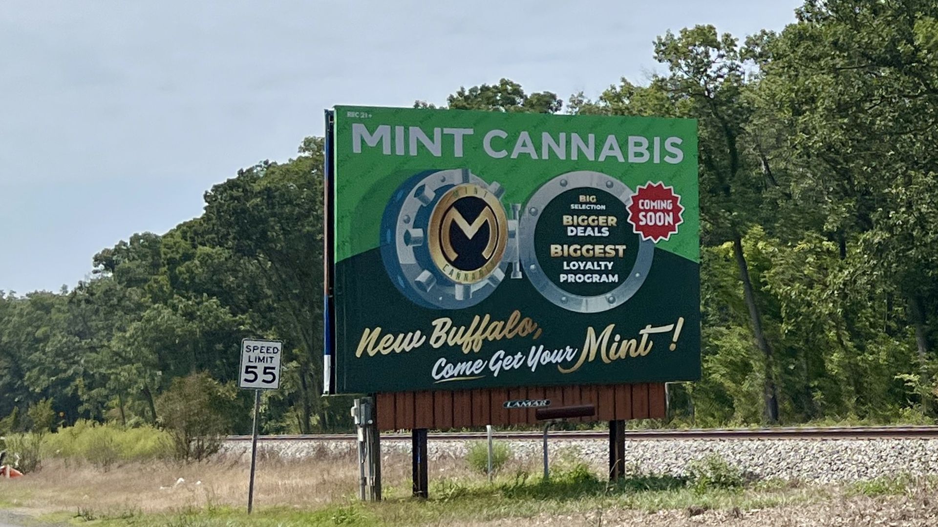 Sign for cannabis on the highway 