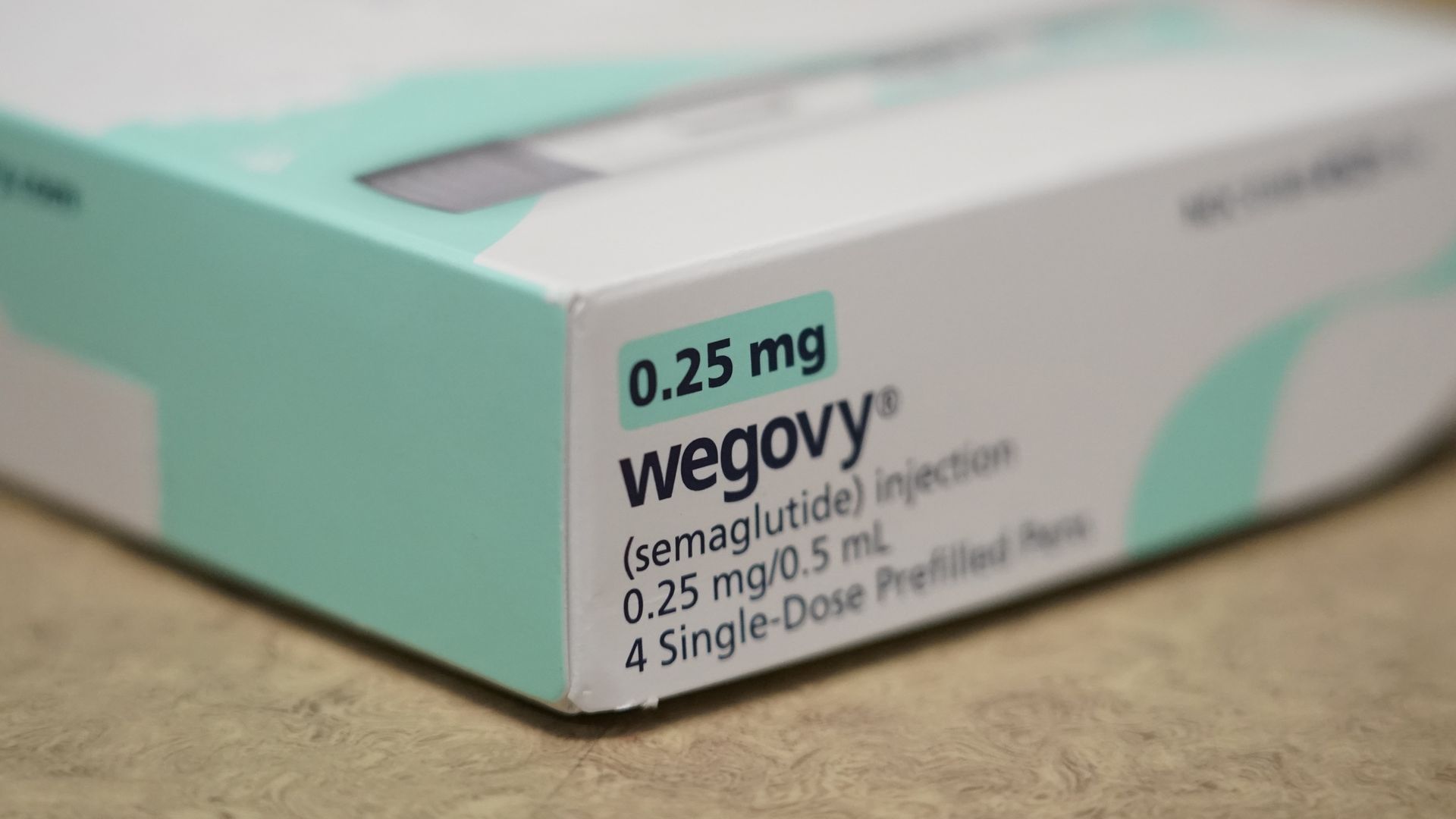 Close-up photo of a Wegovy box.