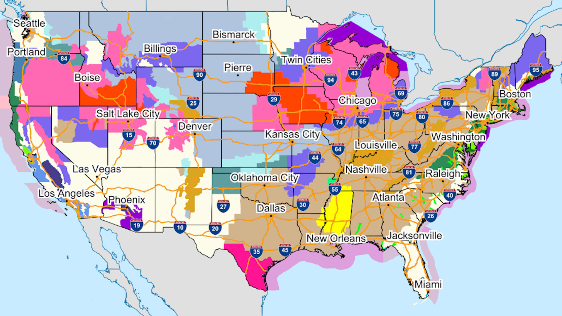 Watches, warnings and advisories across the U.S. on Friday morning.