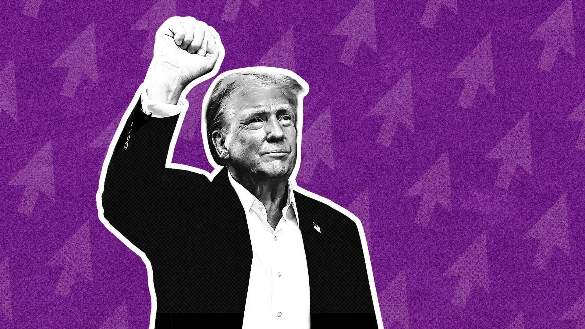 an illustration of former president donald trump on a background made of cursors 