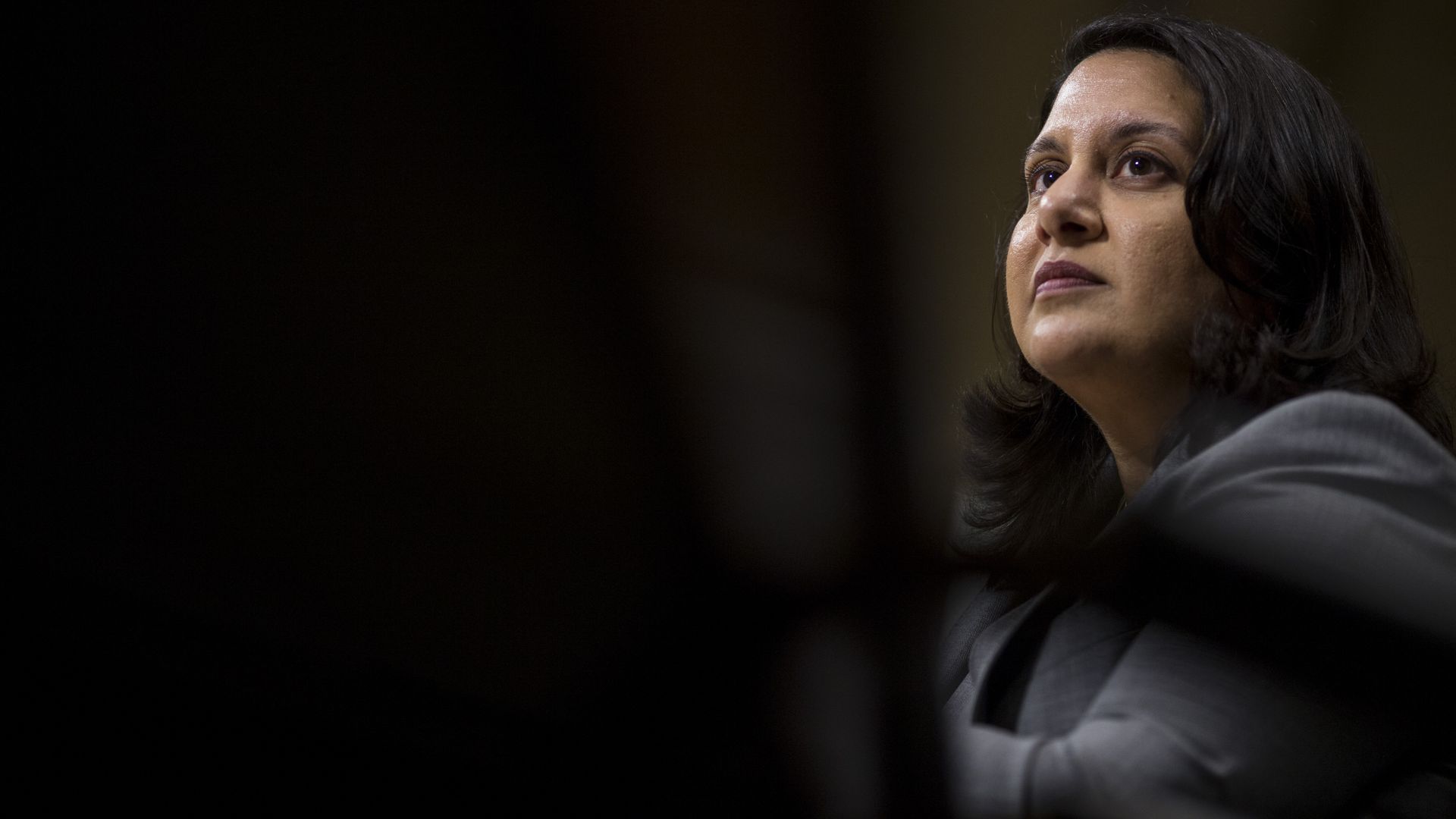 Neomi Rao sits at her confirmation hearing. 