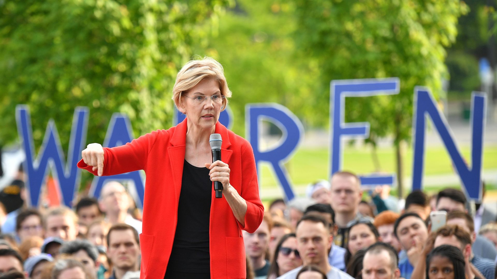 Warren at a campaign rally. 