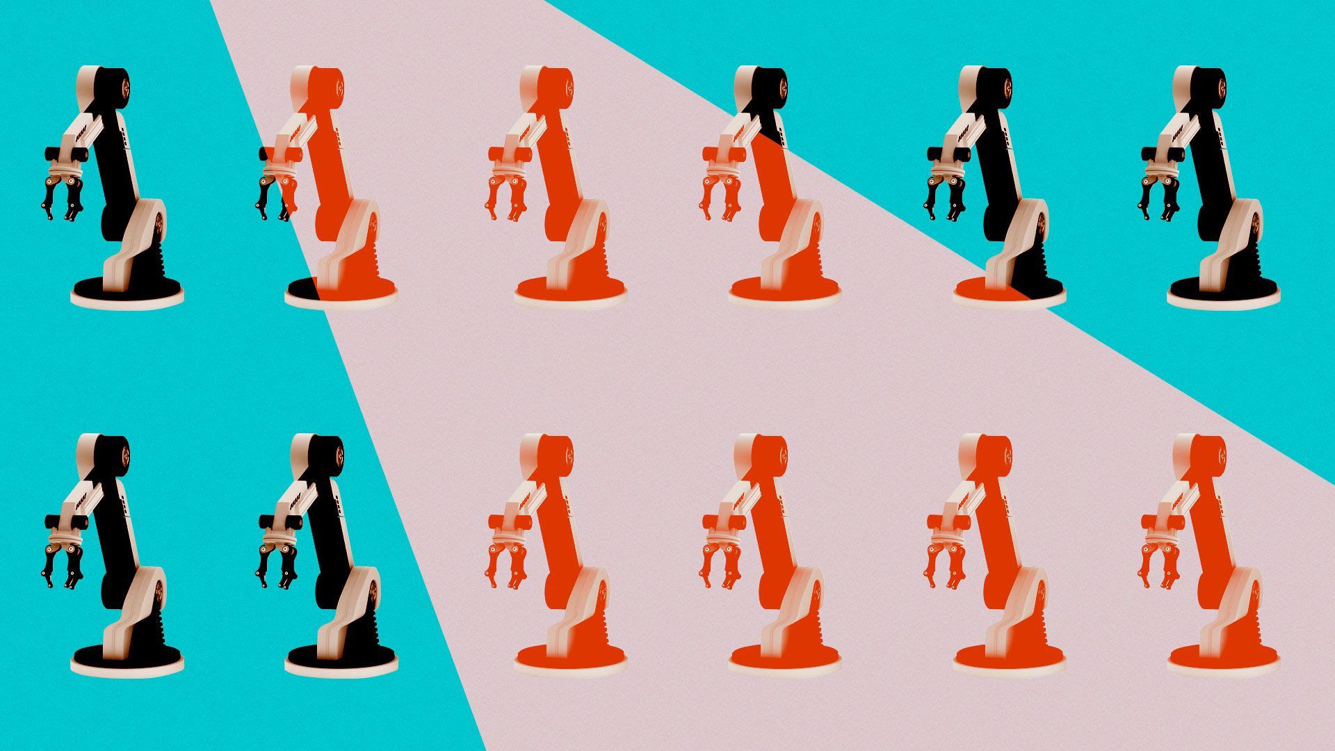 Illustration of robot arms lined up