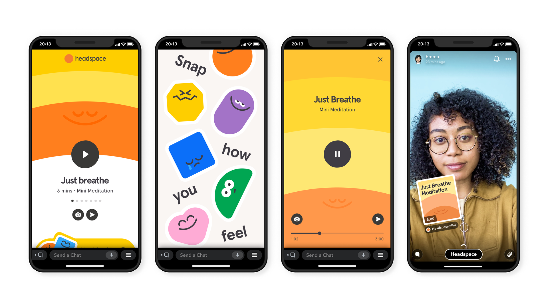 Screeshots of Snapchat's new meditation feature