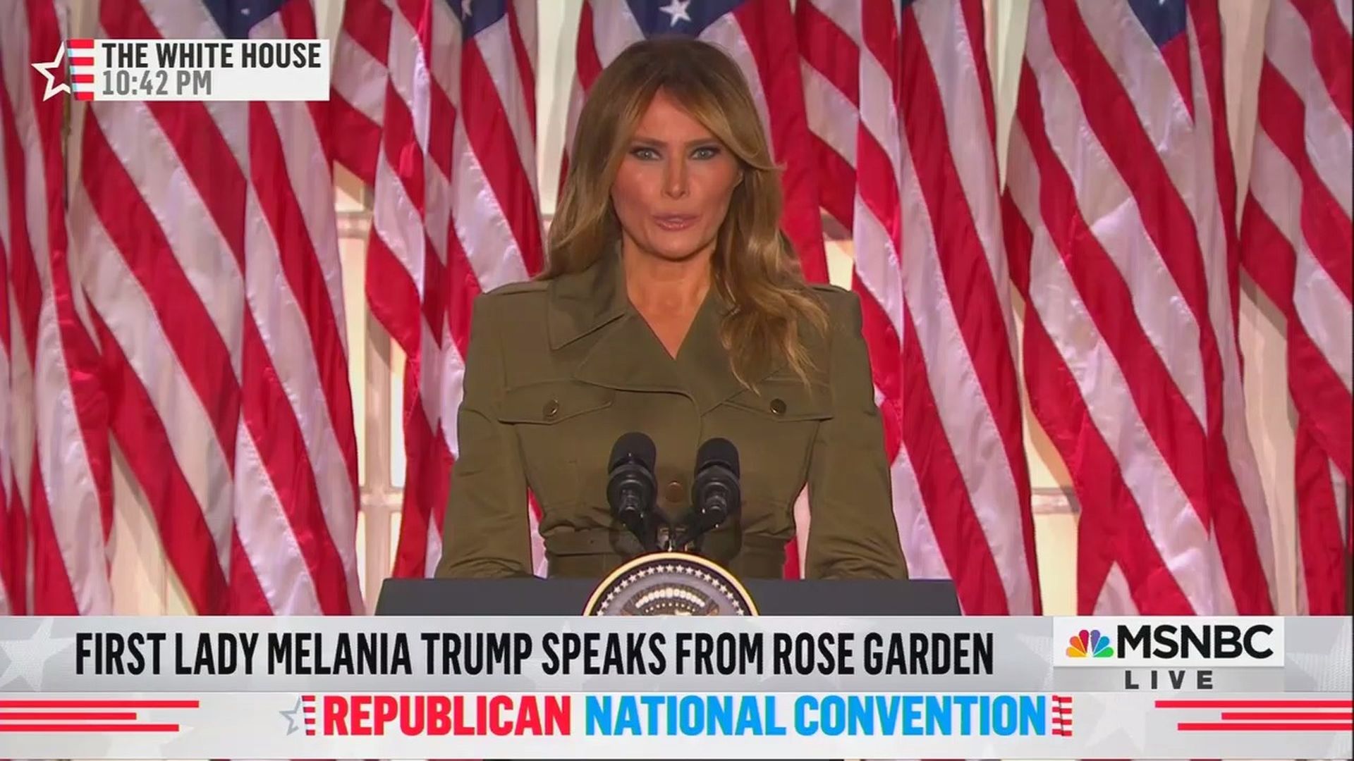 First Lady Melania Trump speaking for the RNC at the White House