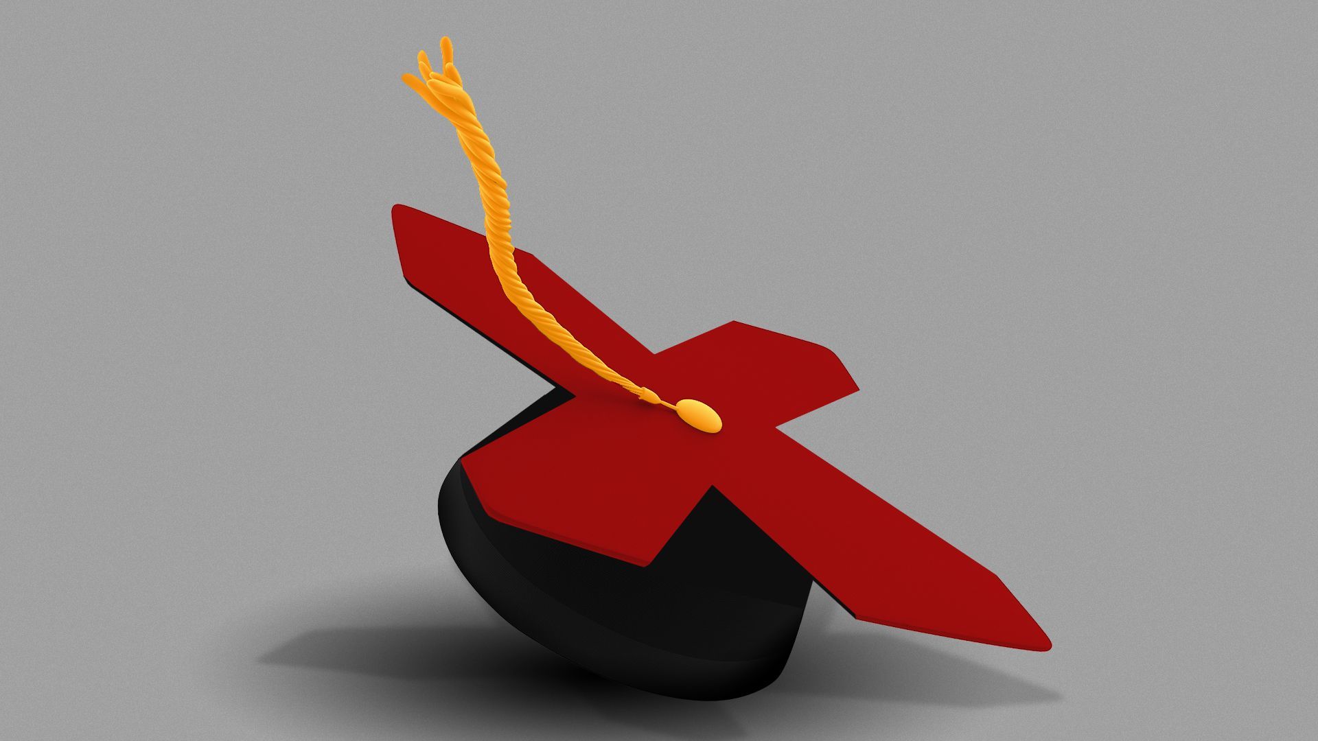 Illustration of a graduation cap with a top the shape of a red x