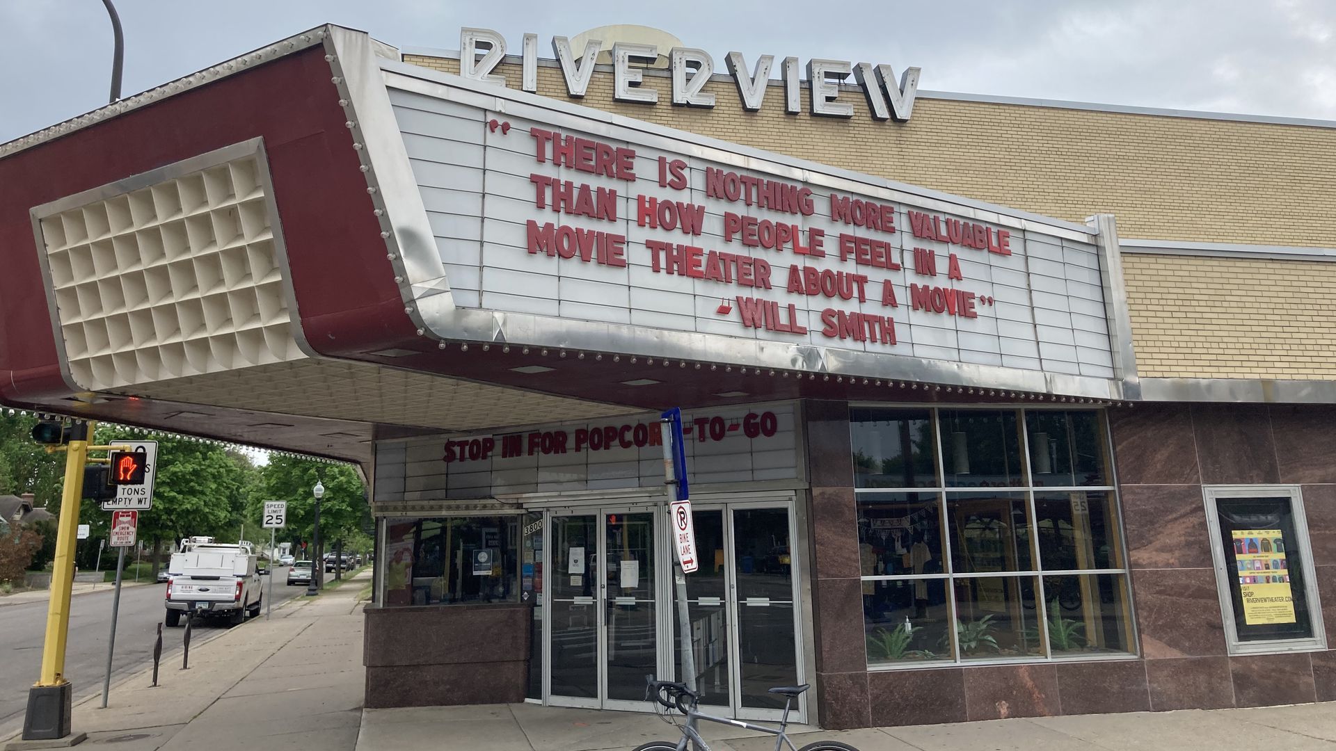 The exterior of Riverview Theater in south Minneapolis.