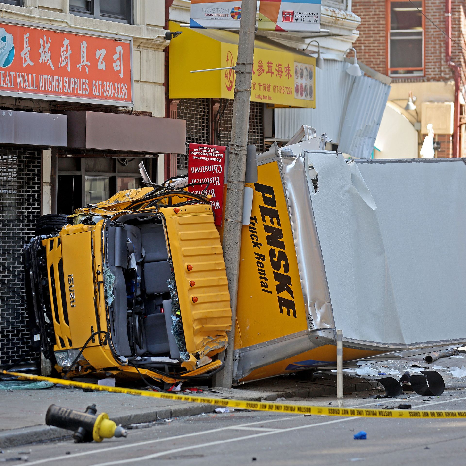 Chinatown box truck crash injures six - Axios Boston