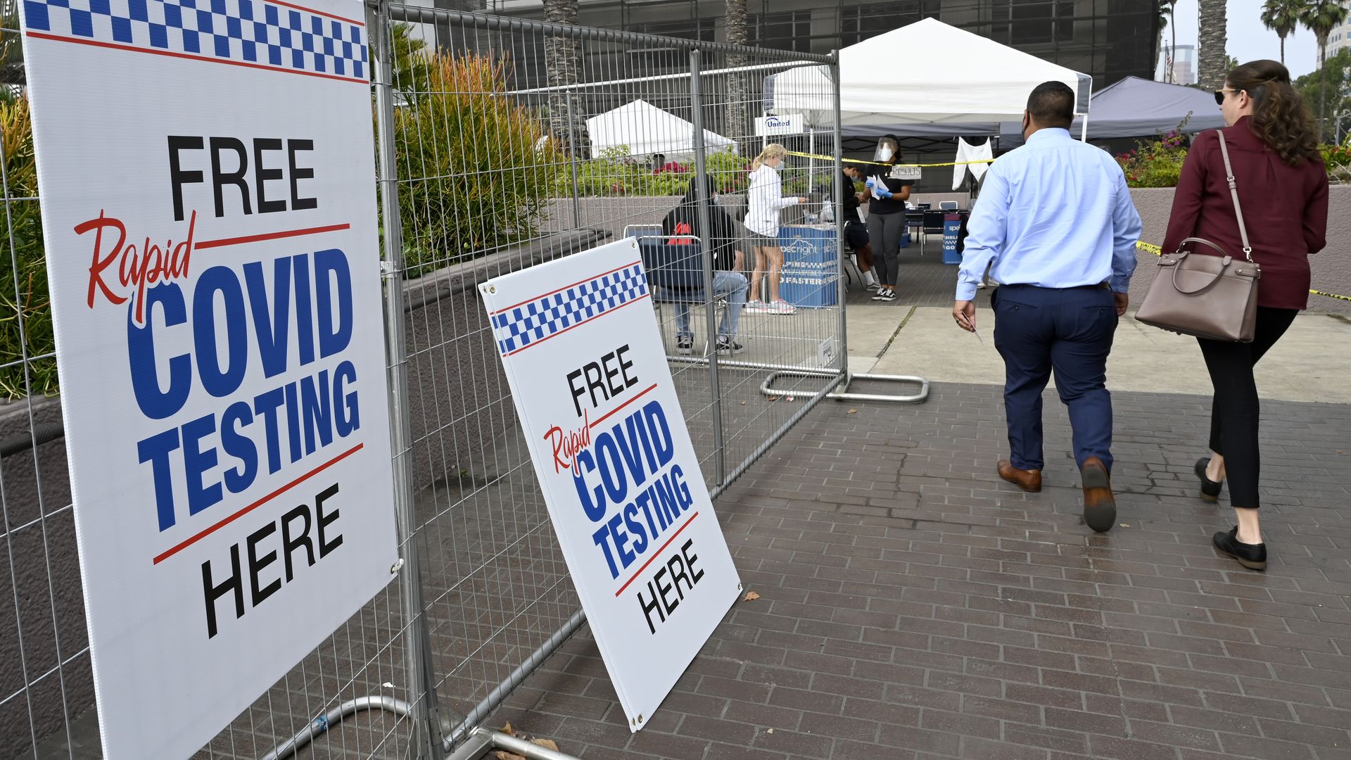 A rapid COVID test station at the Acura Grand Prix of Long Beach.