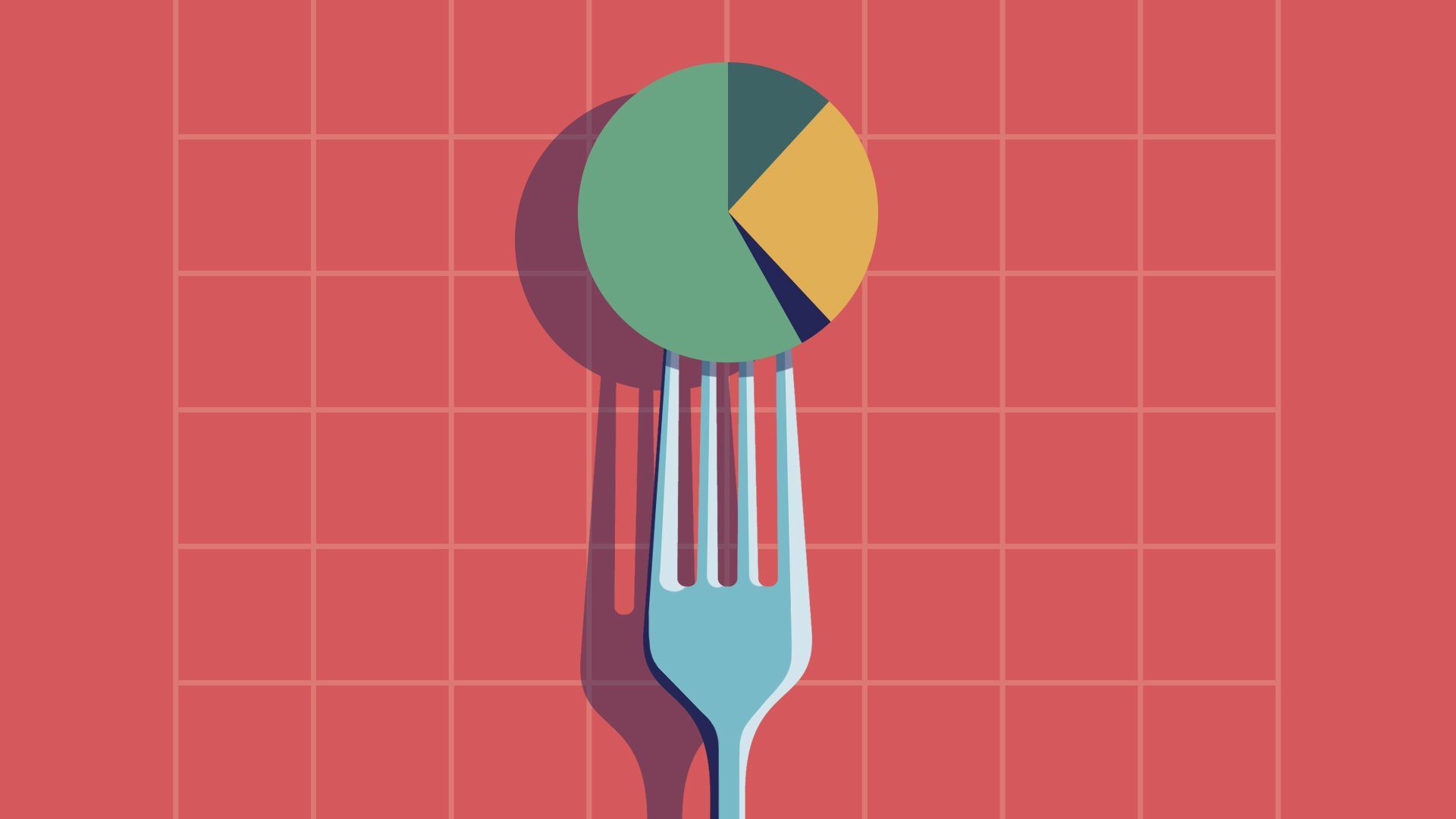 Illustration of a fork holding a pie chart 