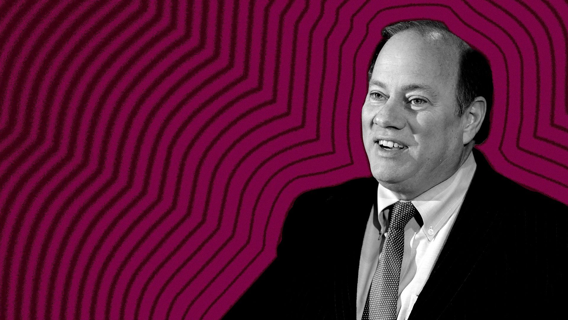 Illustrator of Detroit Mayor, Mike Duggan, with lines radiating from around him.