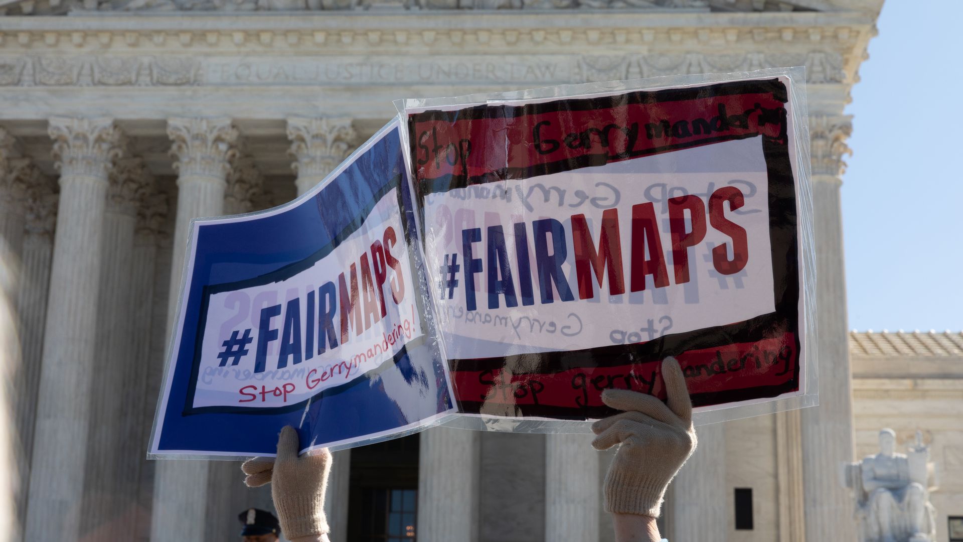 Organizations and individuals gathered outside the Supreme Court argue the manipulation of district lines is the manipulation of elections. 