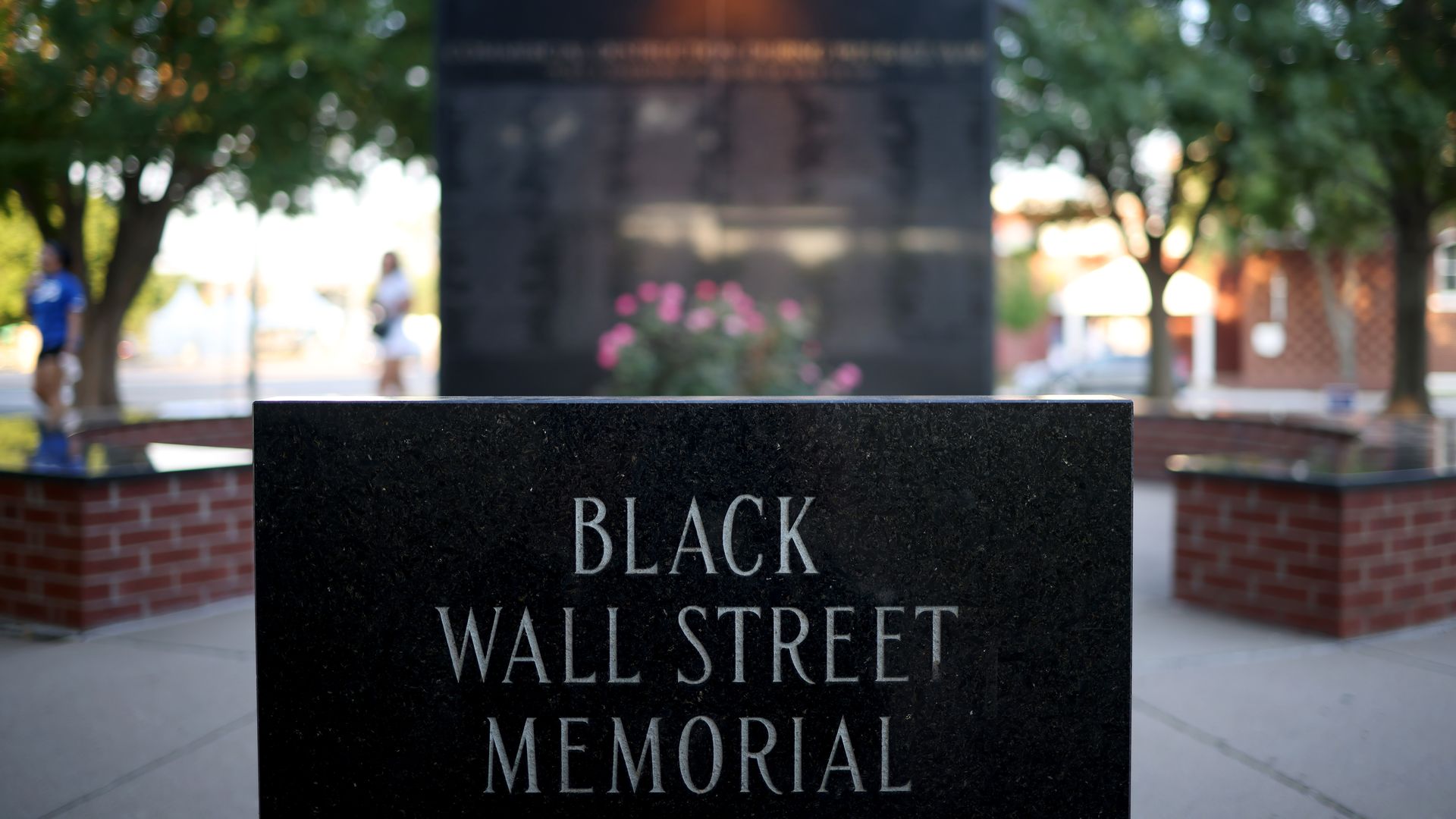 The Black Wall Street Massacre memorial is shown June 18, 2020 in Tulsa, Oklahoma. 