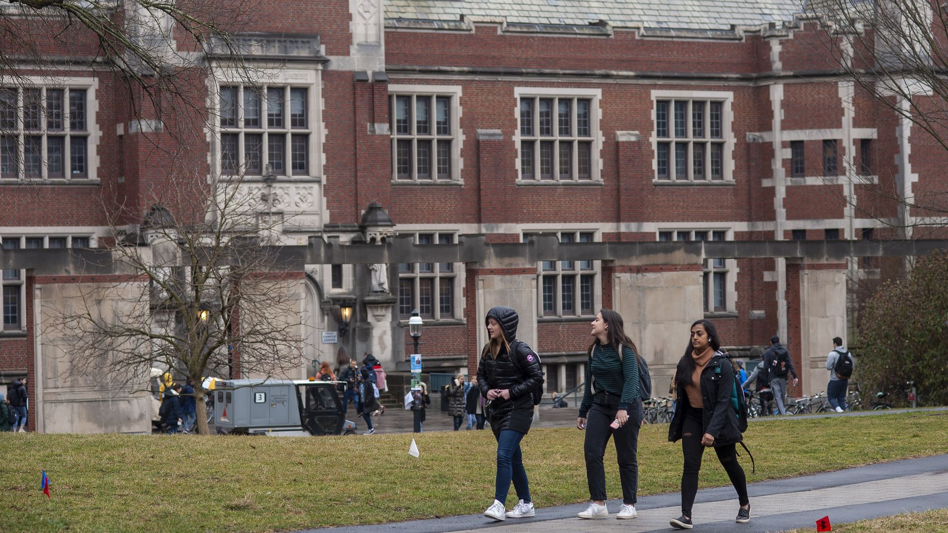 tudents walk on campus at Princeton University 