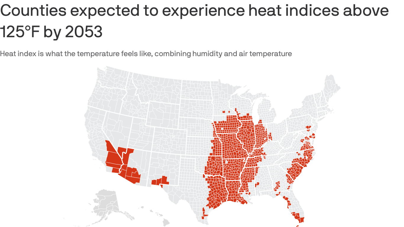 Global warming to cause a U.S. “Extreme Heat Belt” study warns – Axios