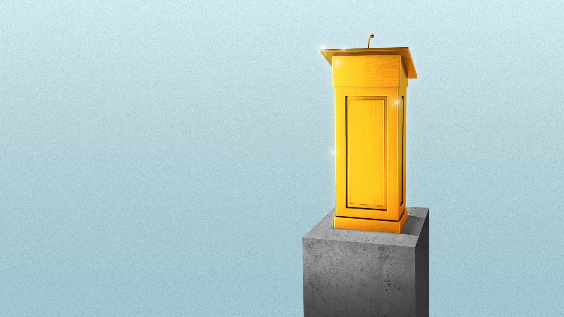 Illustration of a golden podium on a pedestal.
