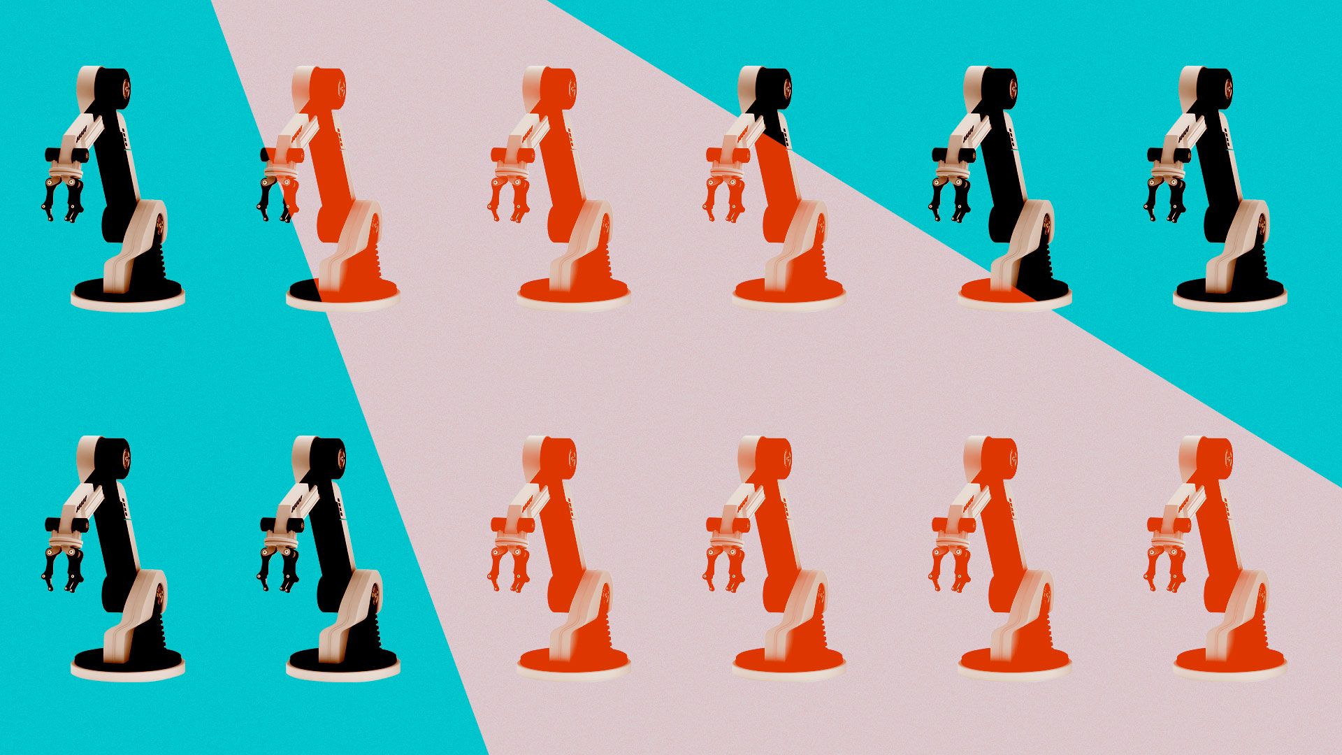 lllustration of repeating pattern of robot supply arms.