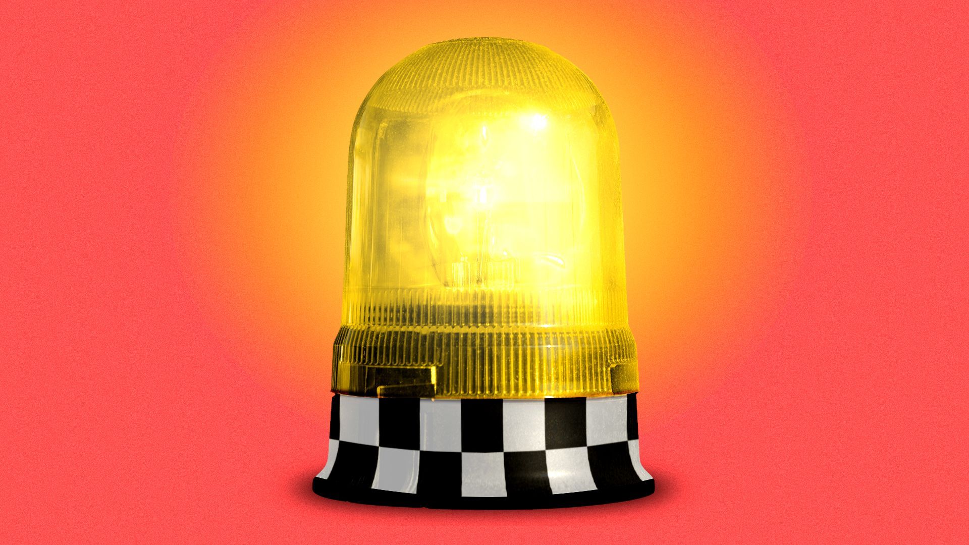 Illustration of an alarm siren light colored yellow with taxi cab checkers.