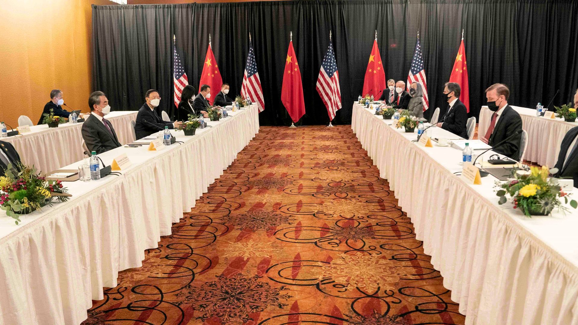 Chinese and U.S. officials meet in 2021. 