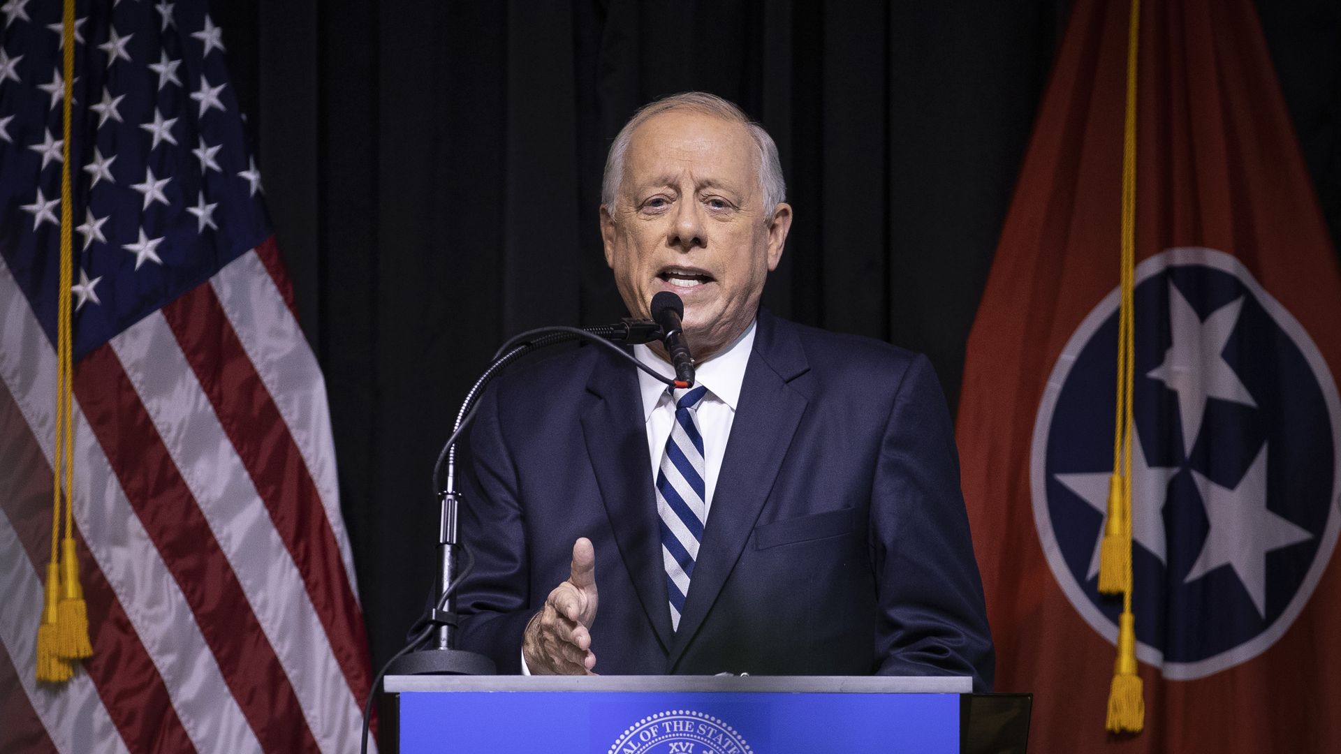 Phil Bredesen delivers a speech in 2018.