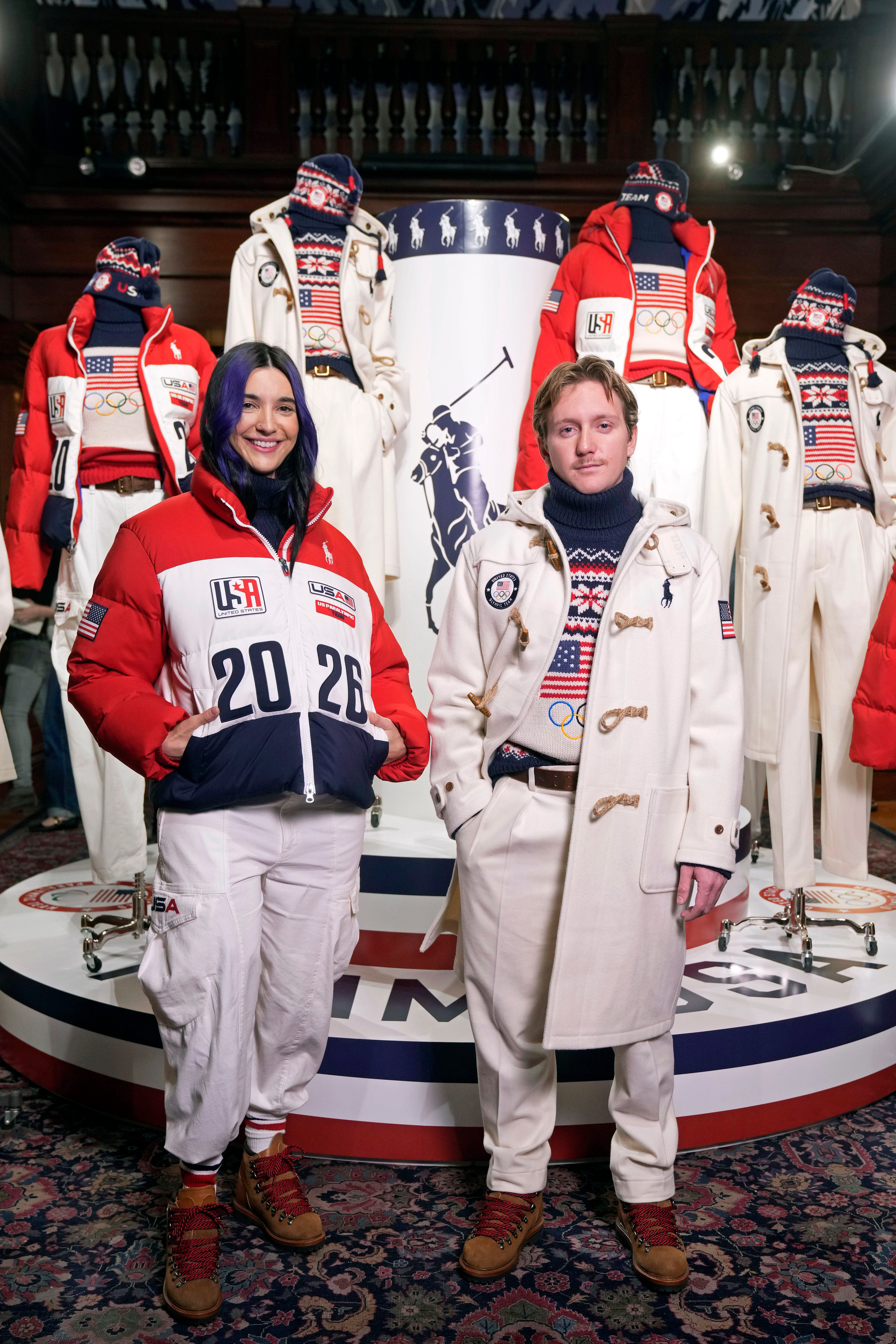 Snowboarders model USA's opening and closing ceremony looks for the 2026 Winter Olympics.