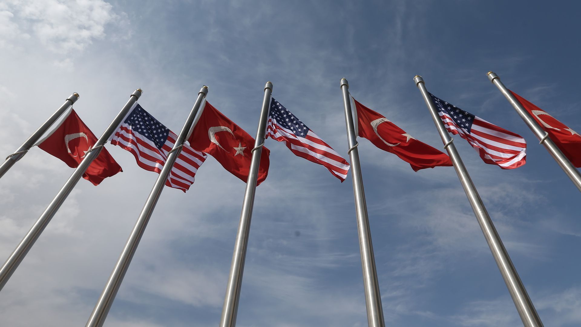 Turkey and U.S. flags in Ankara. Photo: Evrim Aydin/Anadolu Agency via Getty Images
