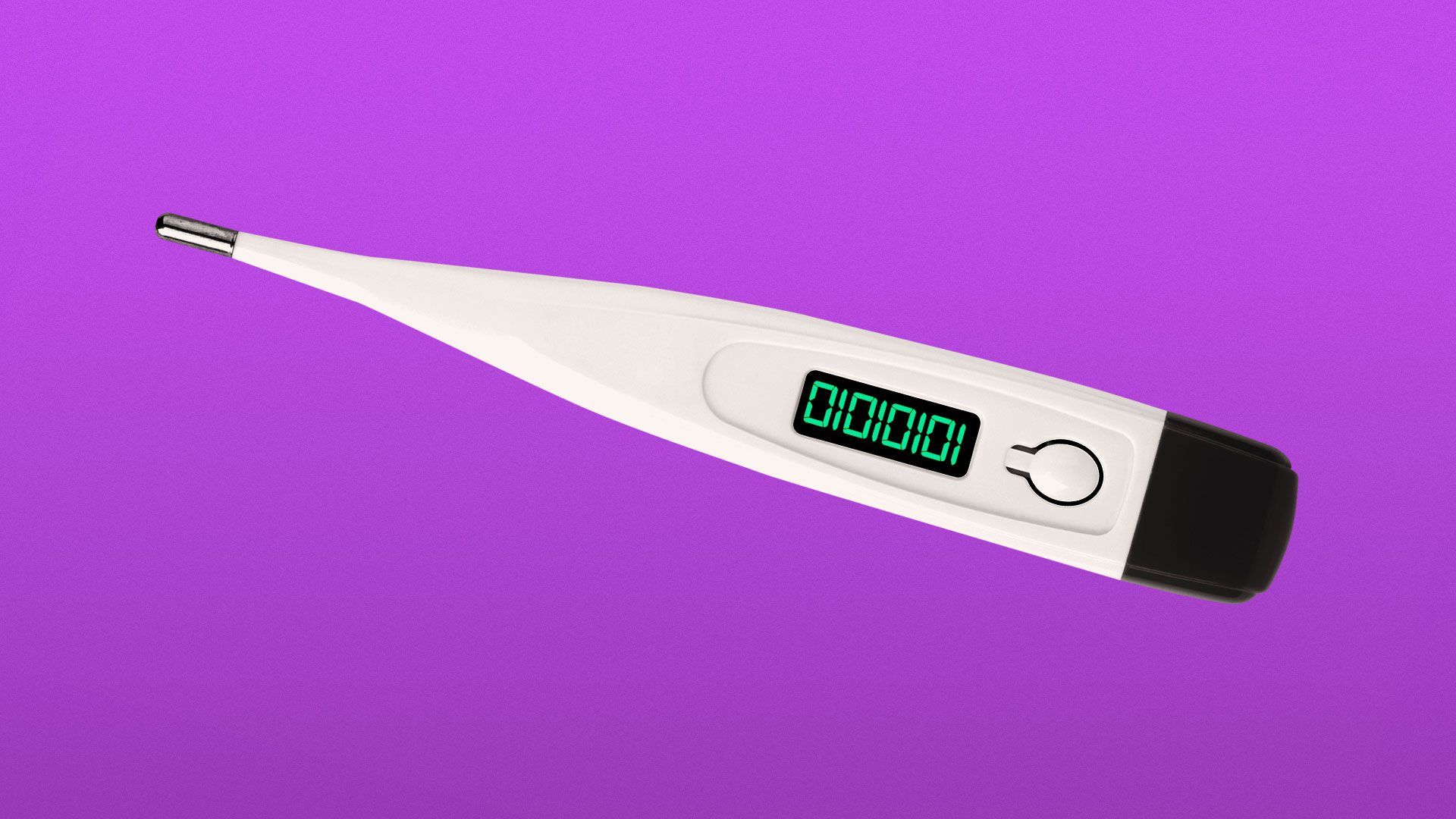 Illustration of thermometer with 1’s and 0’s