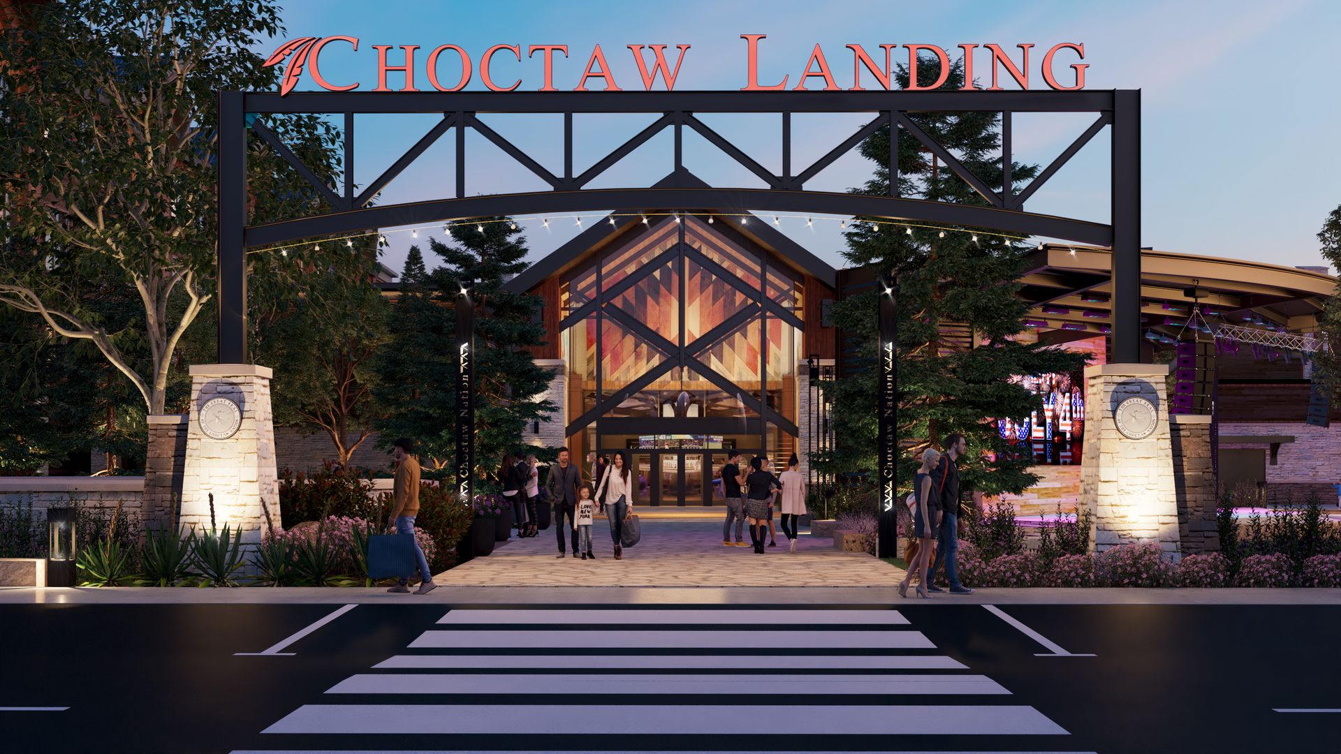 A rendering of the entrance of a resort in Oklahoma