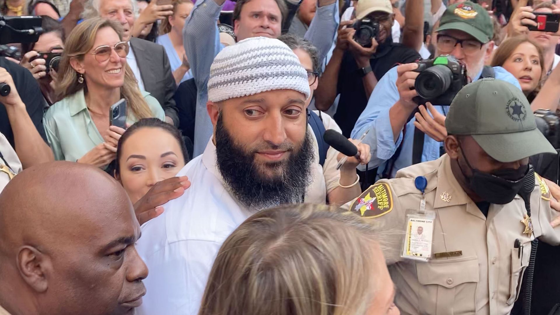 Adnan Syed leaving a courthouse after being released from prison in September 2022 in Baltimore.