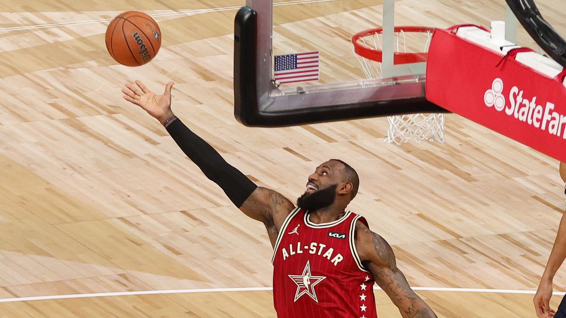Lebron James jumps for the ball during the NBA All-Star Game.