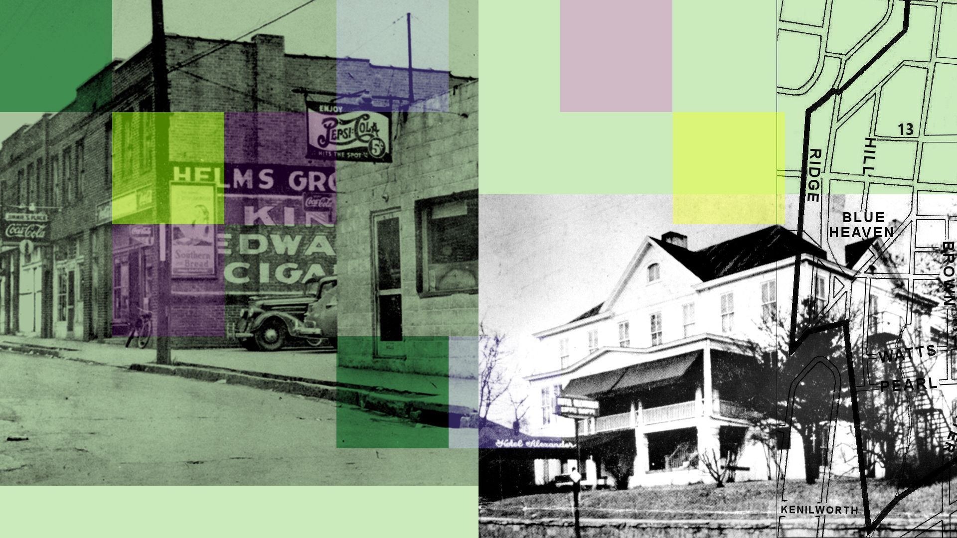 Photo illustration collage of historical images from Charlotte. 