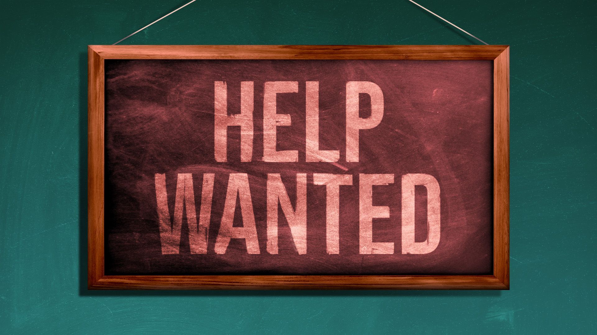 Illustration of a help wanted sign as a chalkboard