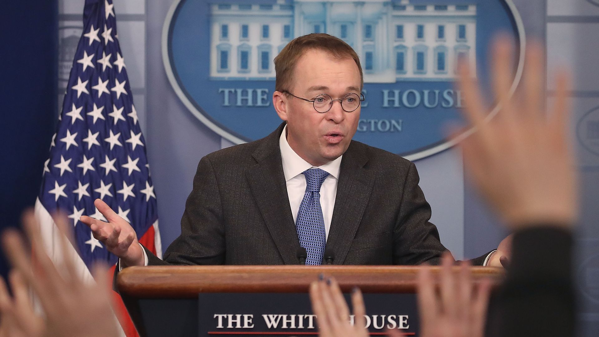 Mick Mulvaney at the White House podium