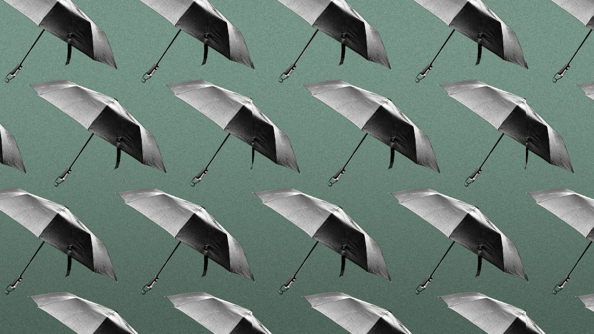 Illustration of a pattern of umbrellas.