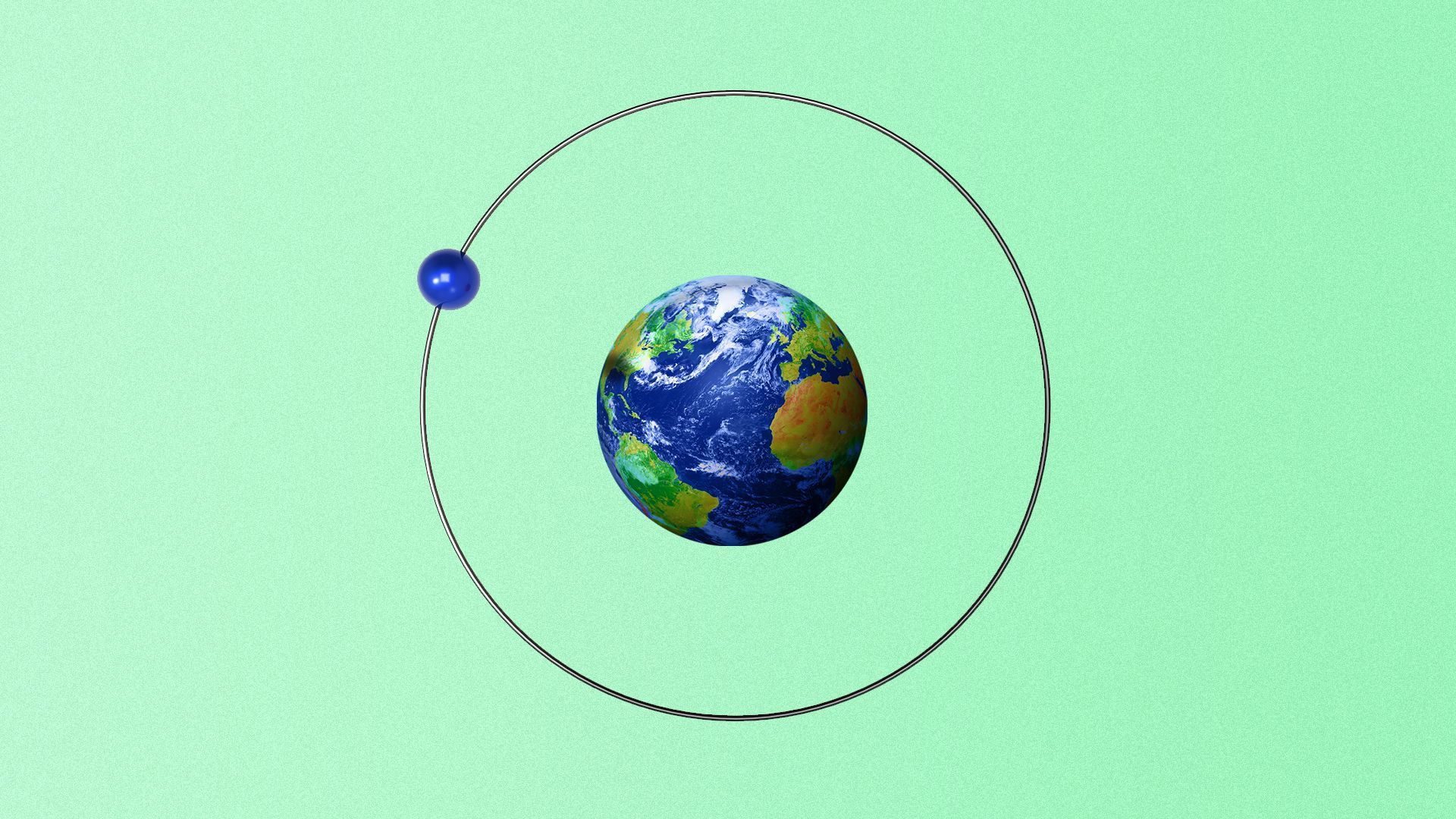 Illustration of the Earth as the center of a hydrogen atom.