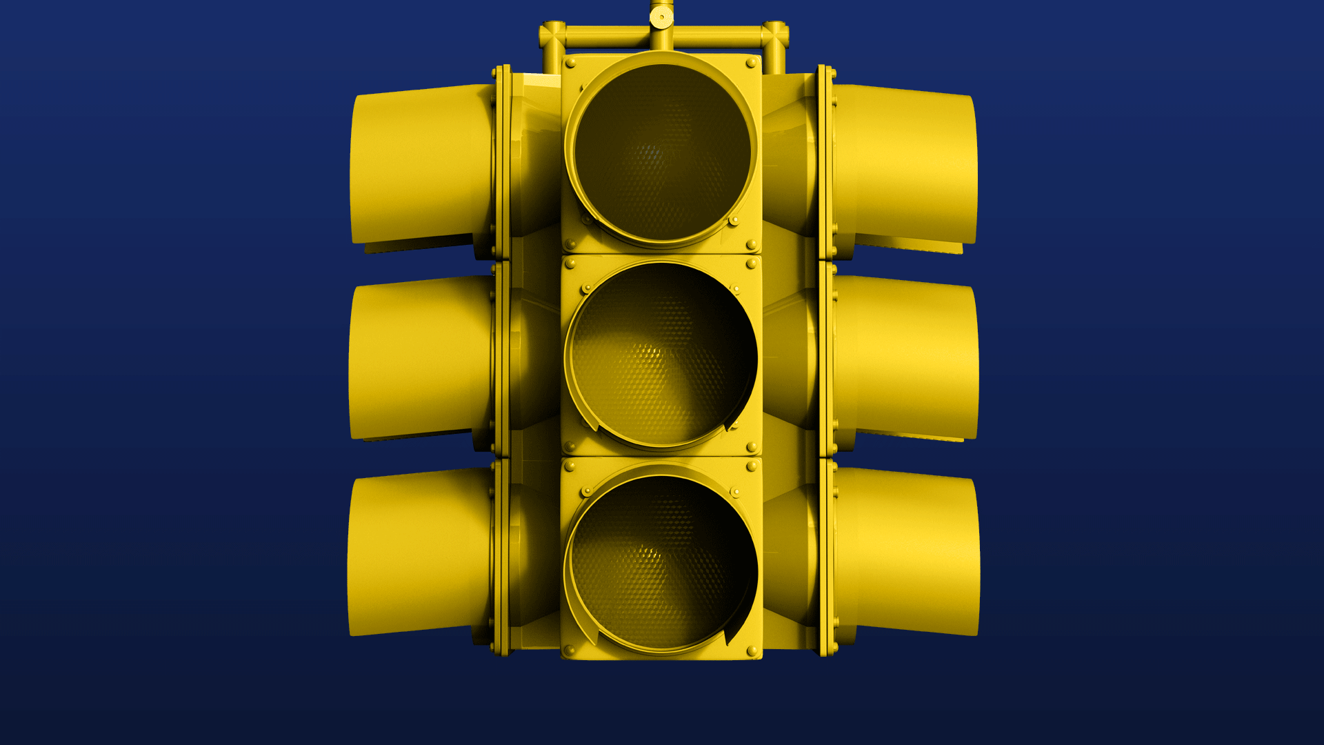 animated traffic light gif with three green lights blinking in the shape of a gear