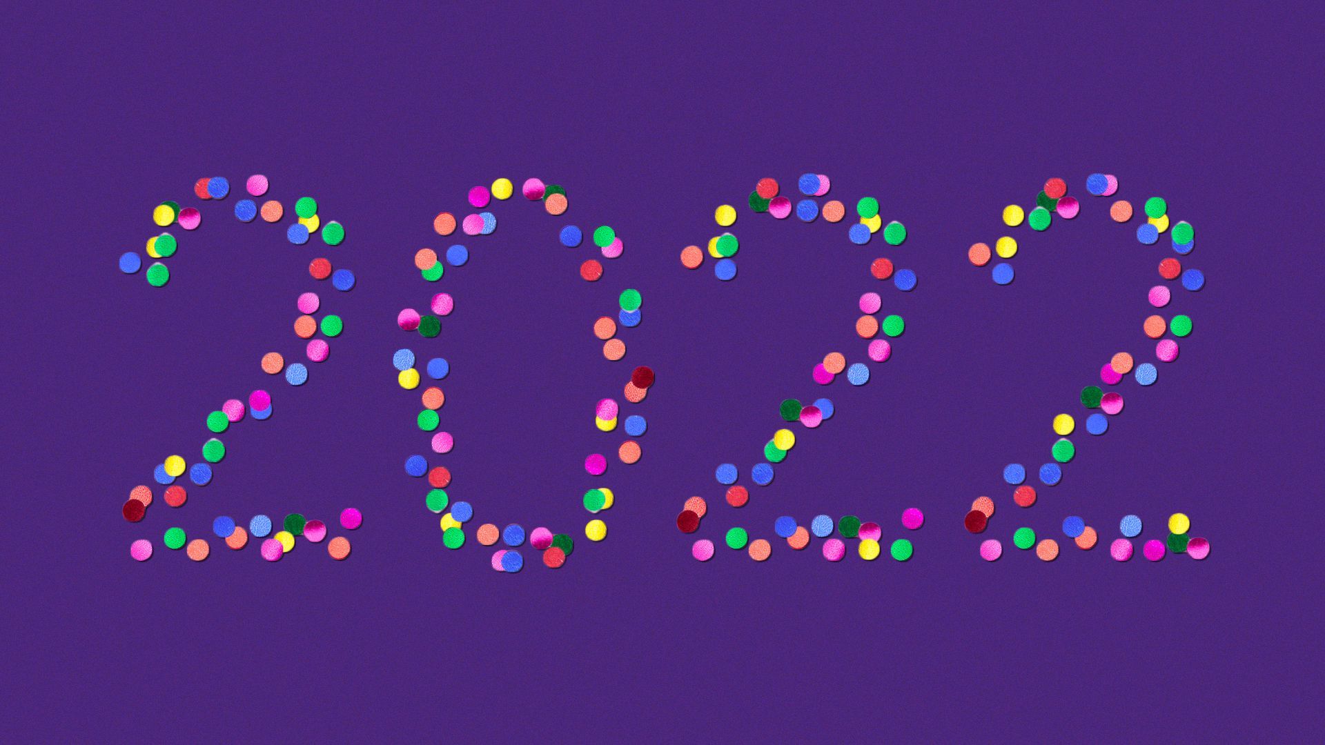 2022 spelled out in confetti.